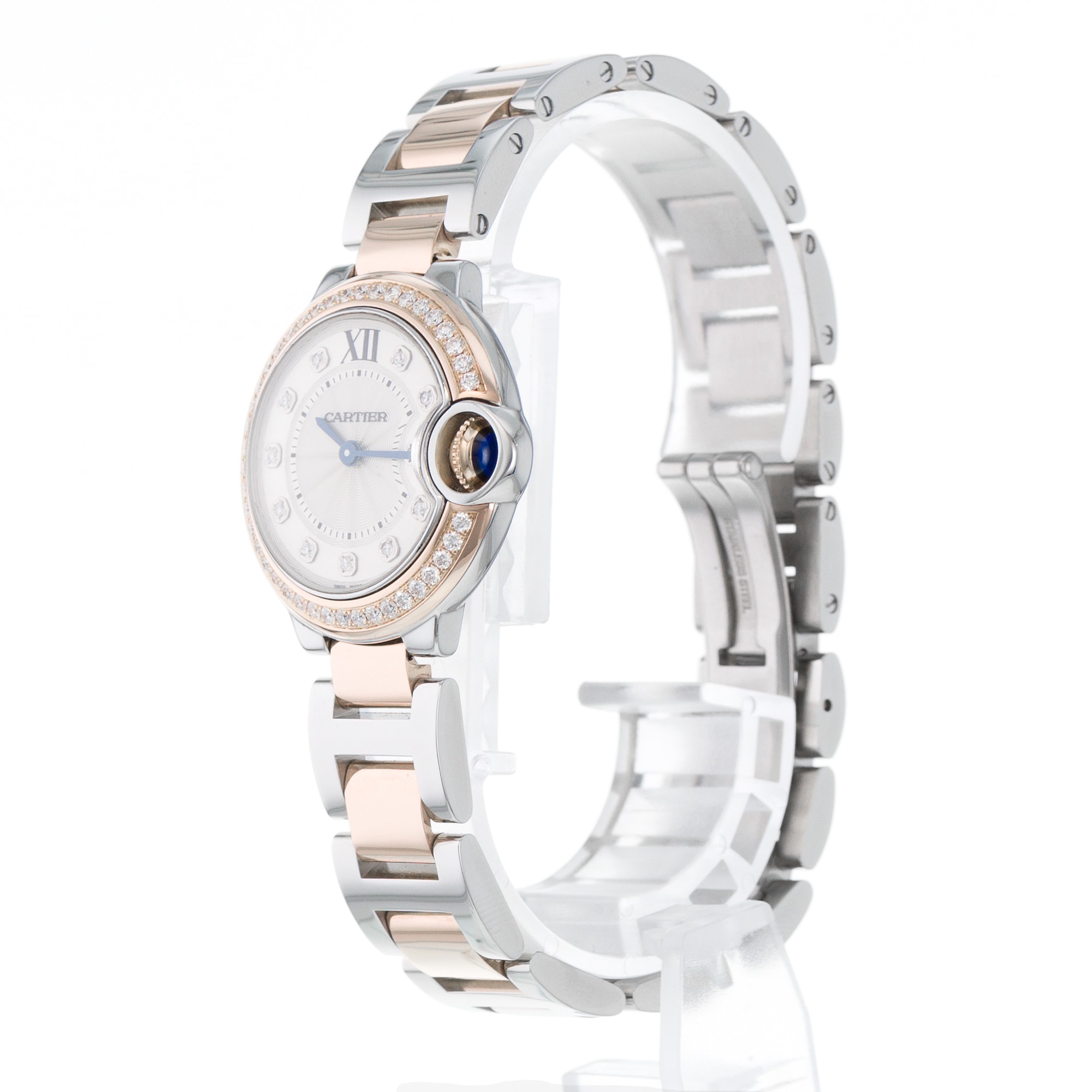 Cartier Ballon Bleu 28mm WE902076 3752 Factory Diamond Rose Gold Ladies Watch