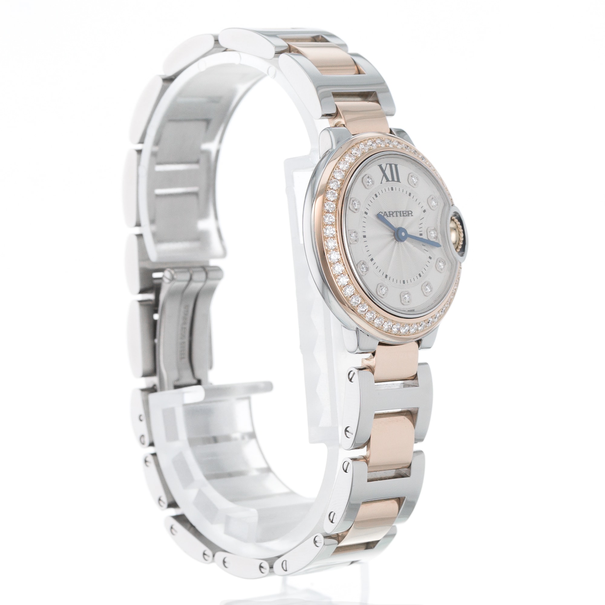 Cartier Ballon Bleu 28mm WE902076 3752 Factory Diamond Rose Gold Ladies Watch