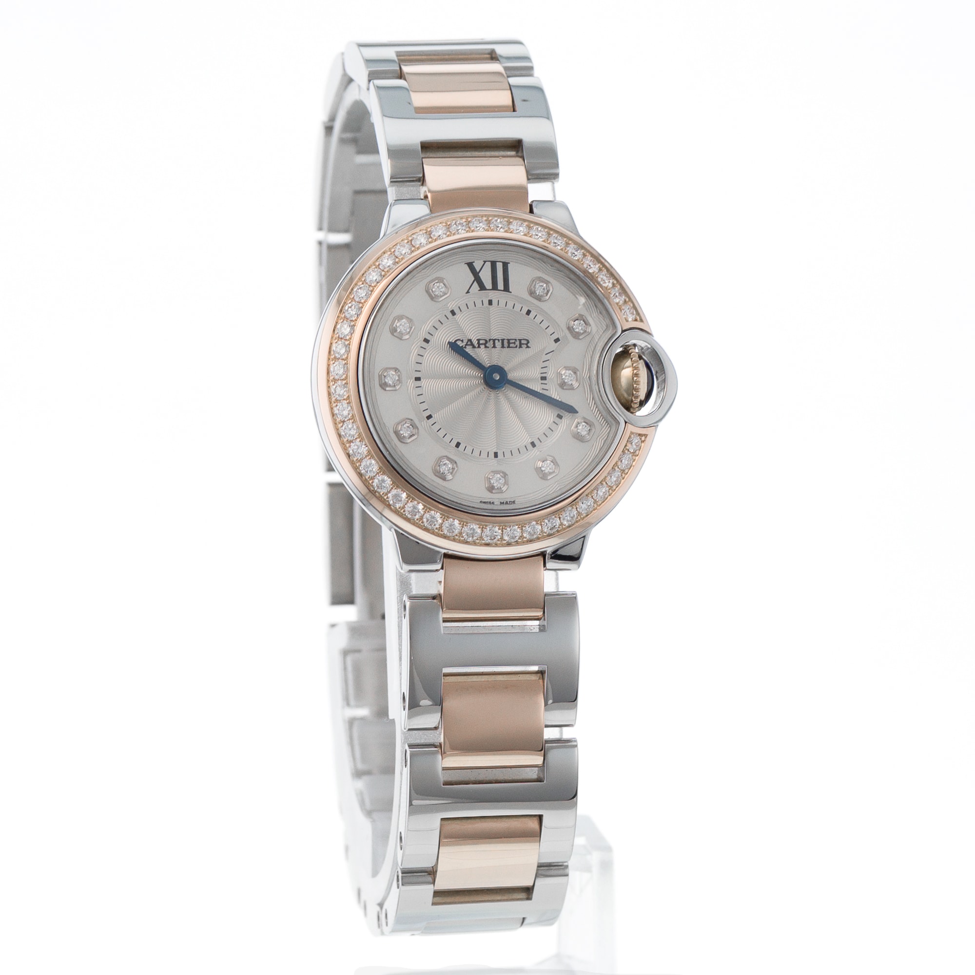 Cartier Ballon Bleu 28mm WE902076 3752 Factory Diamond Rose Gold Ladies Watch
