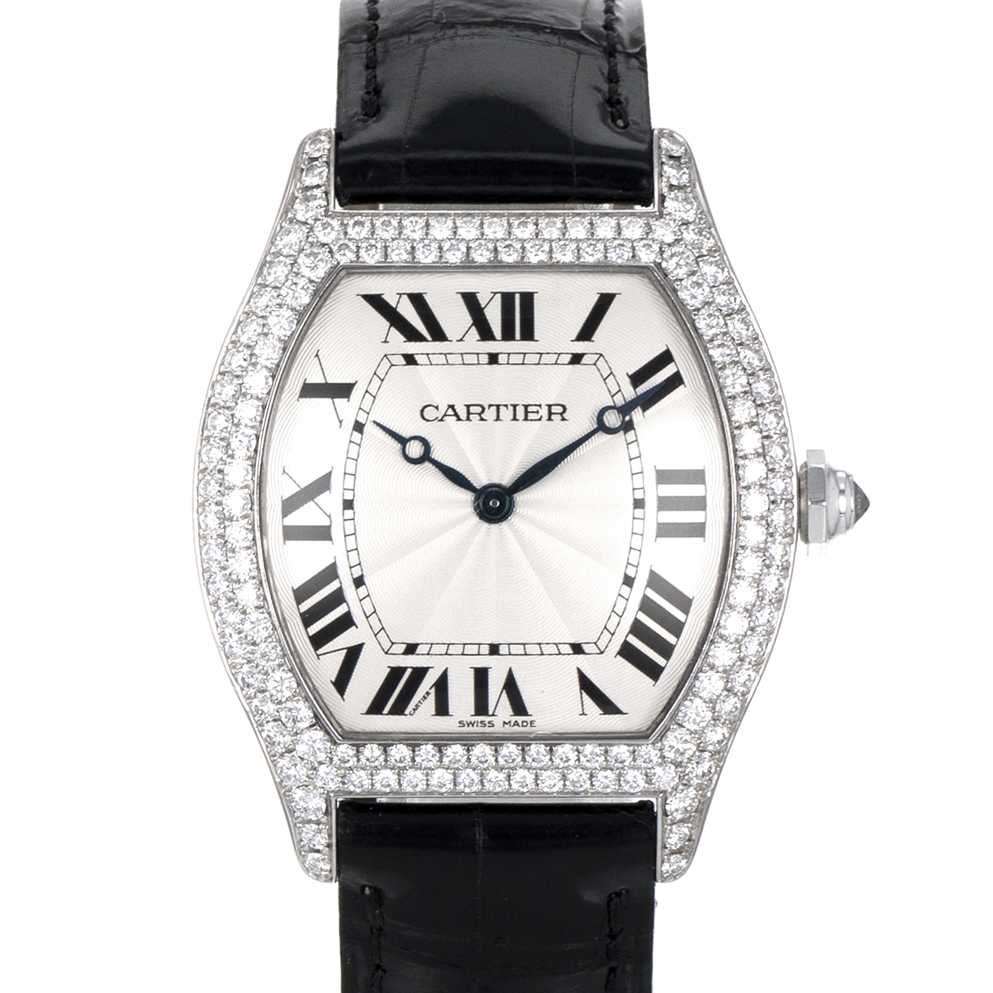 Cartier Tortue WA503851 Large 43mm Roman Factory Diamond White Gold Mens Watch