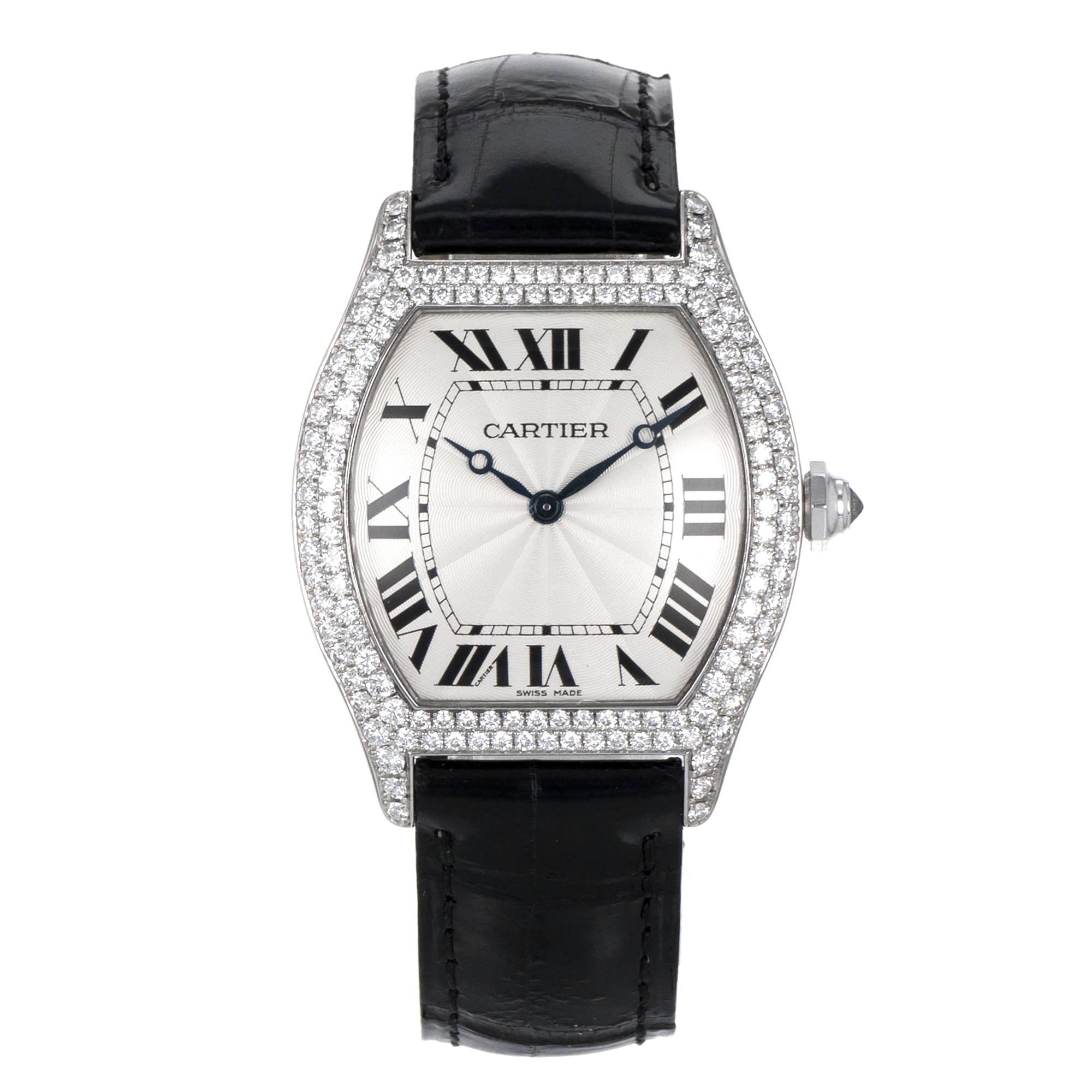 Cartier Tortue WA503851 Large 43mm Roman Factory Diamond White Gold Mens Watch