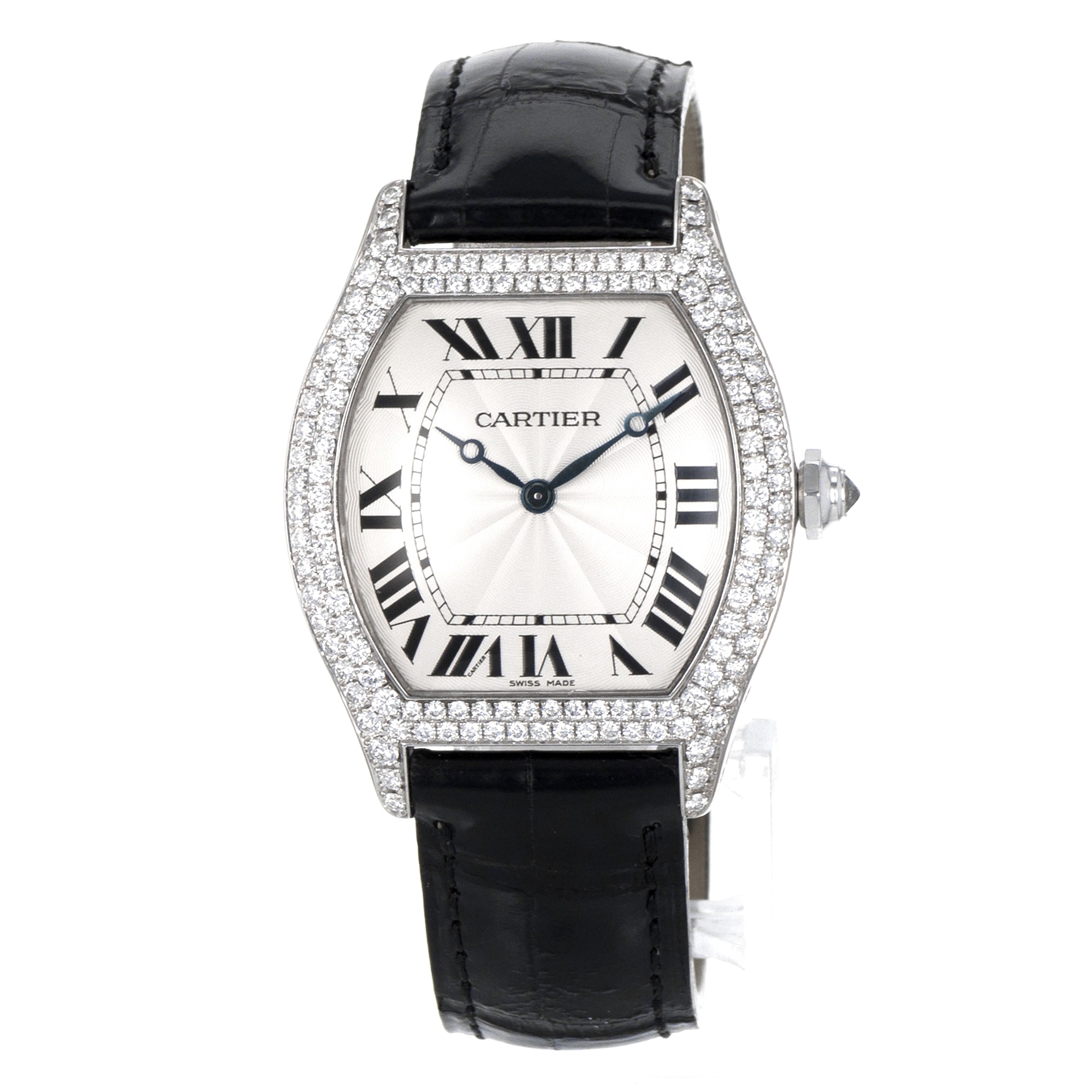 Cartier Tortue WA503851 Large 43mm Roman Factory Diamond White Gold Mens Watch