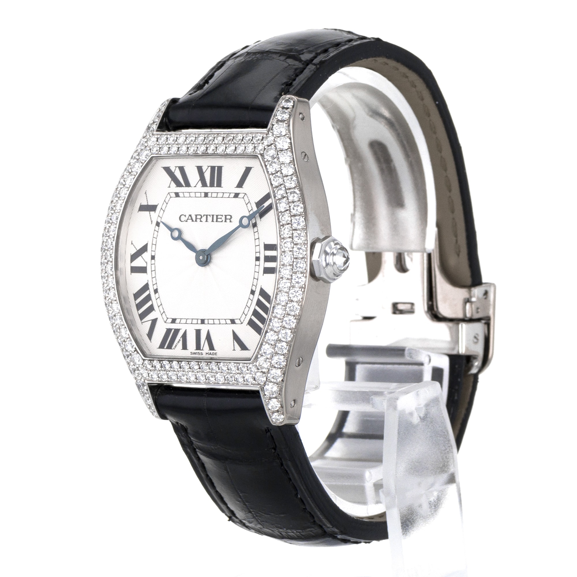 Cartier Tortue WA503851 Large 43mm Roman Factory Diamond White Gold Mens Watch