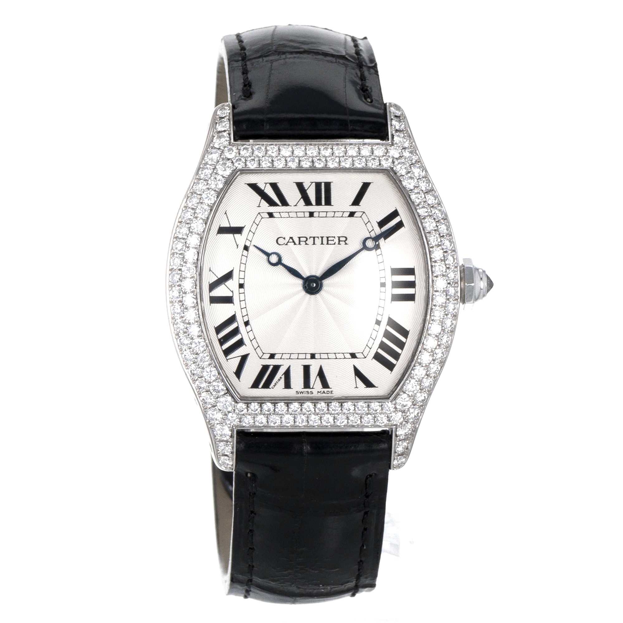 Cartier Tortue WA503851 Large 43mm Roman Factory Diamond White Gold Mens Watch