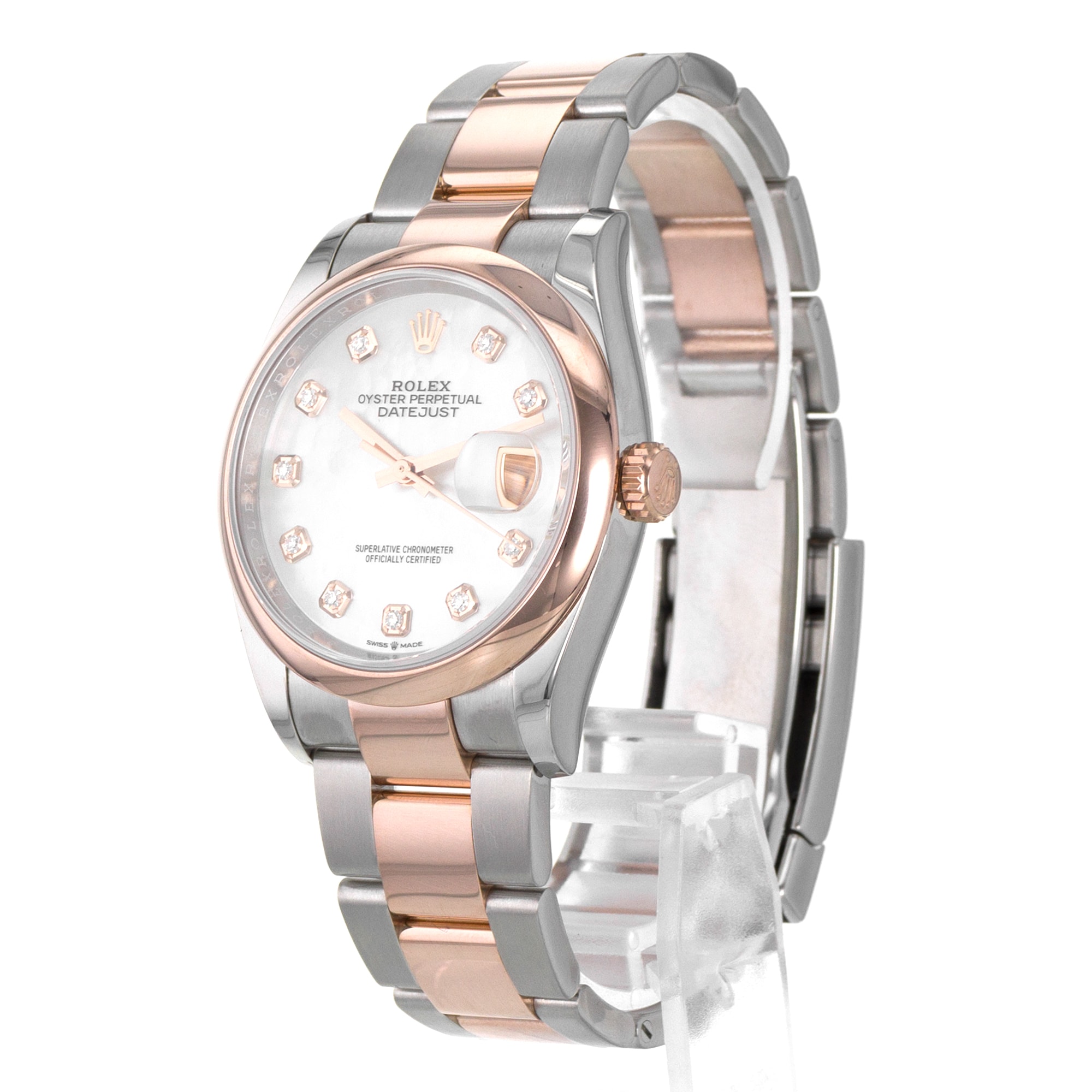 Rolex Datejust 36 126201 Diamond Mother of Pearl Steel 18k Rose Mens Watch 2018