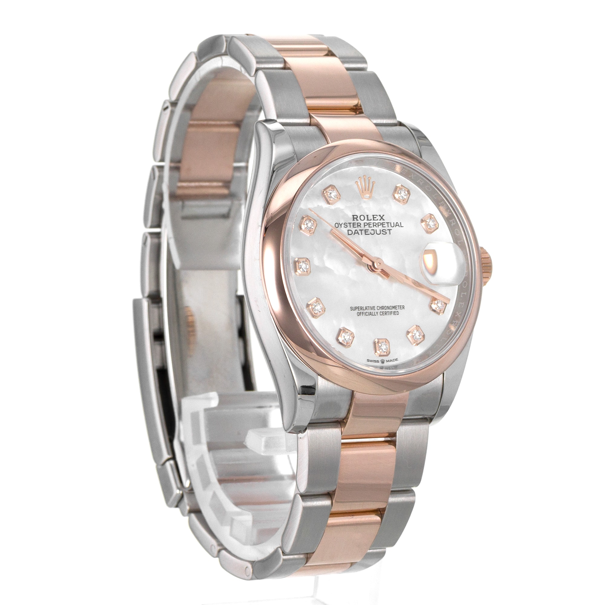 Rolex Datejust 36 126201 Diamond Mother of Pearl Steel 18k Rose Mens Watch 2018