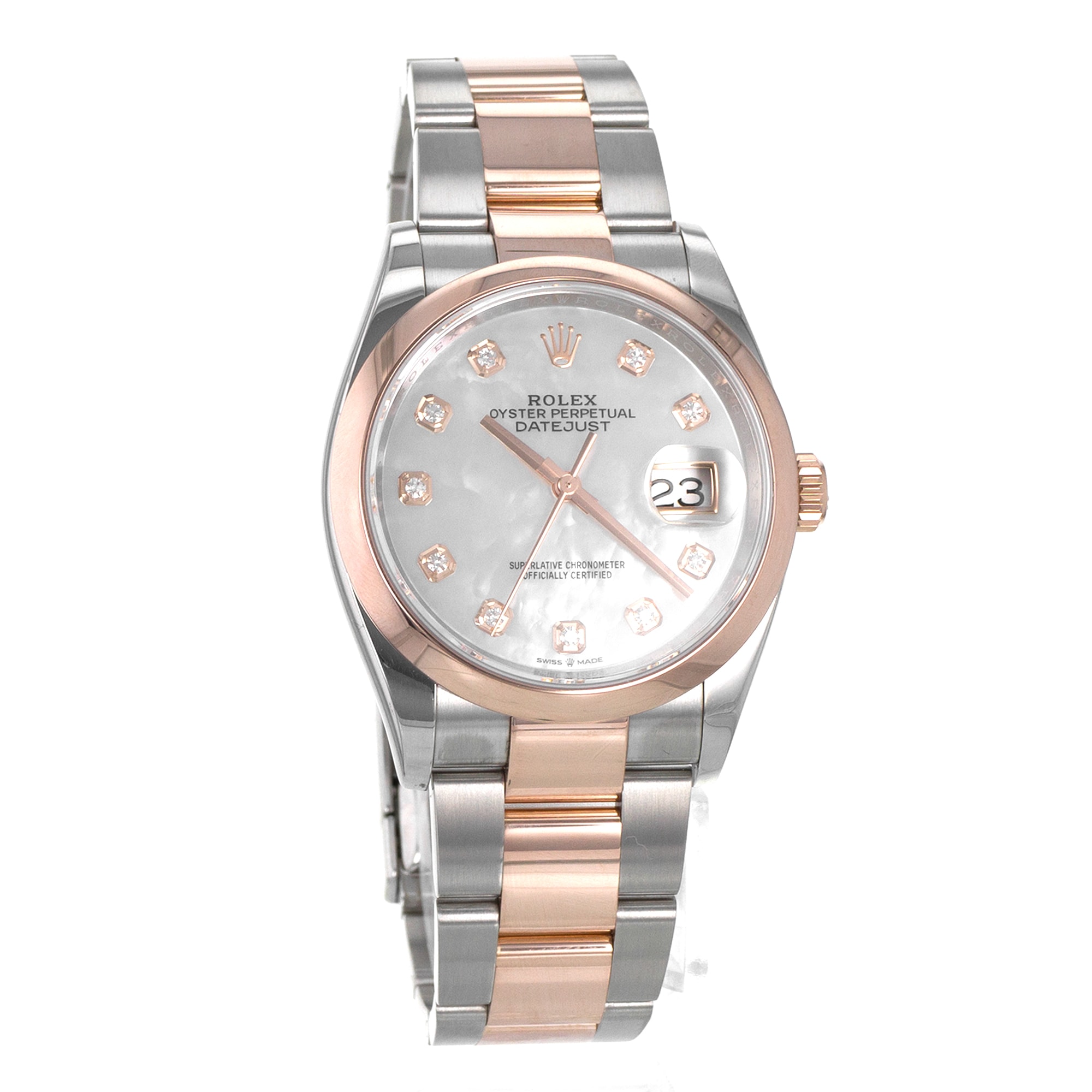 Rolex Datejust 36 126201 Diamond Mother of Pearl Steel 18k Rose Mens Watch 2018
