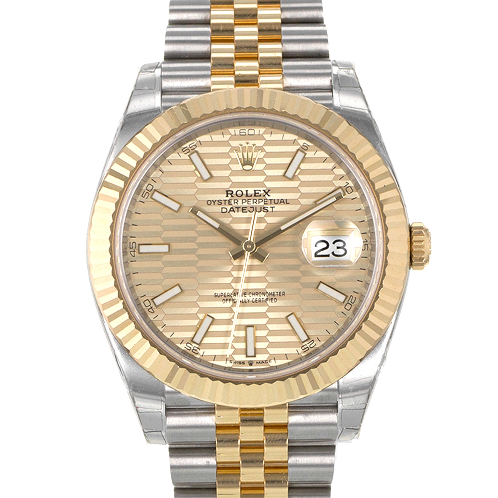 Rolex Datejust 41 126333 Flutied Motif Dial Yellow Gold Jubilee Mens Watch