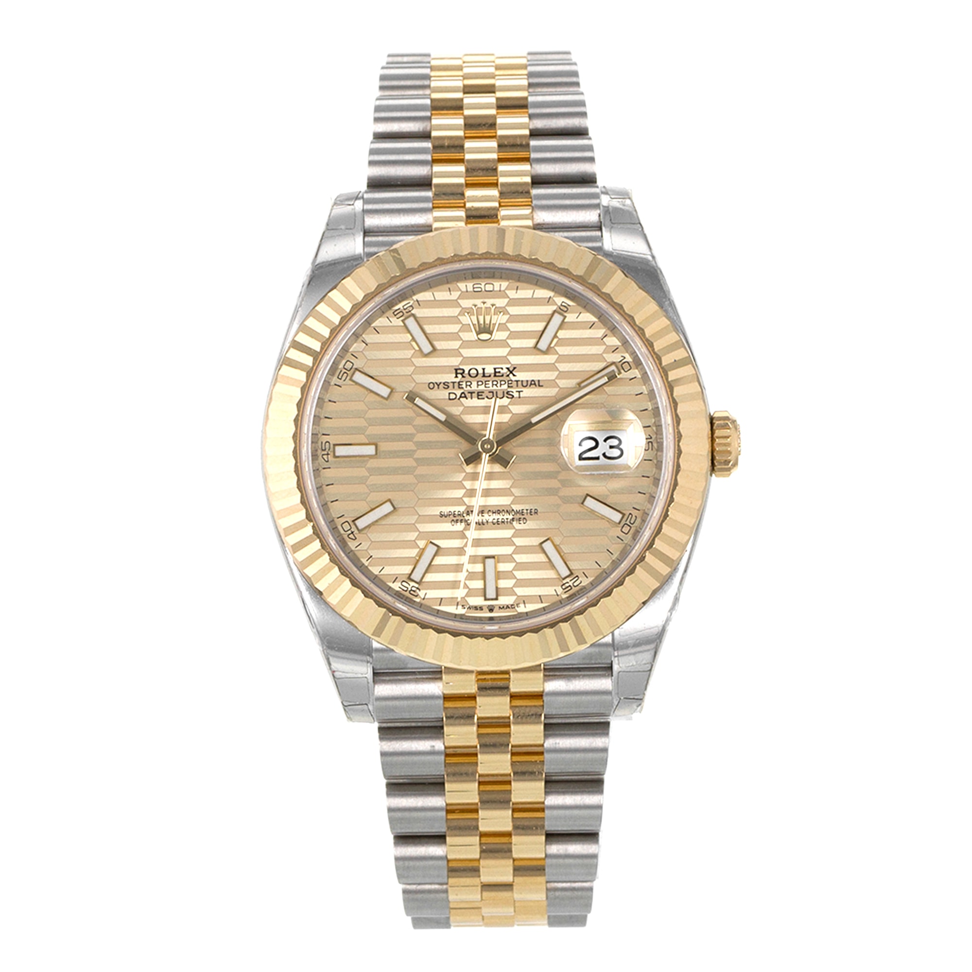 Rolex Datejust 41 126333 Flutied Motif Dial Yellow Gold Jubilee Mens Watch