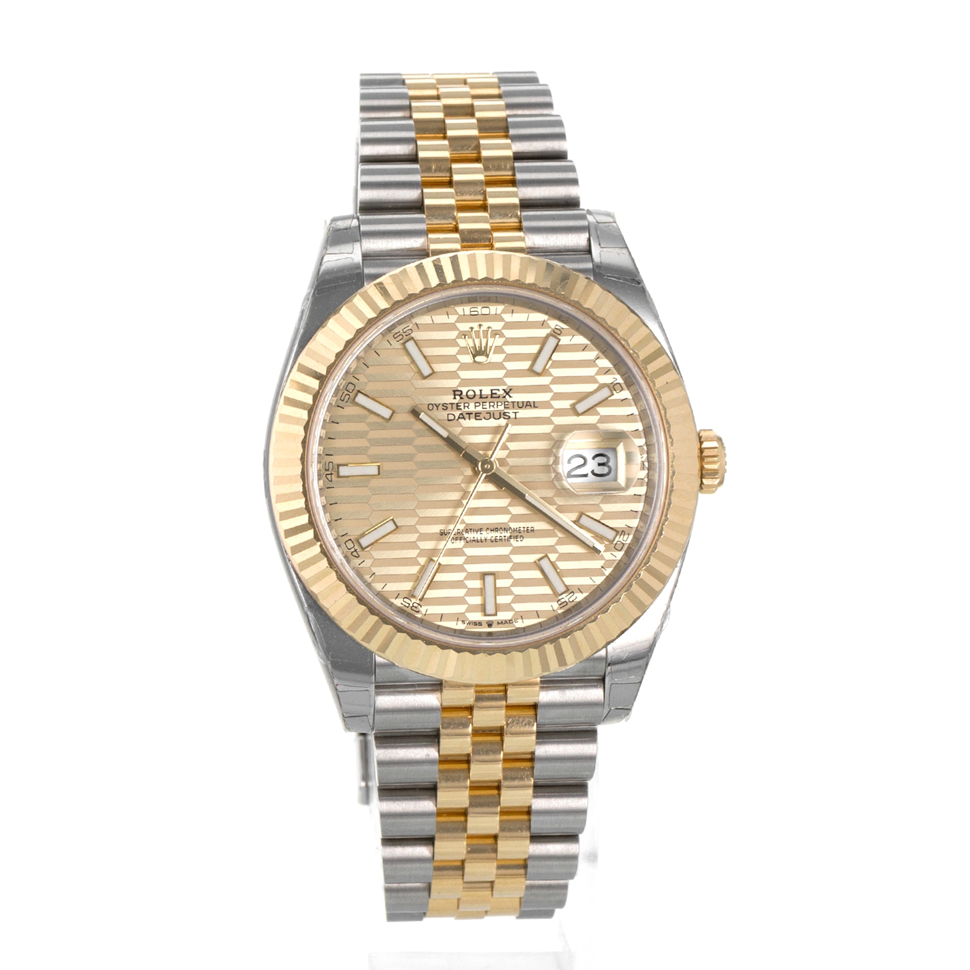 Rolex Datejust 41 126333 Flutied Motif Dial Yellow Gold Jubilee Mens Watch