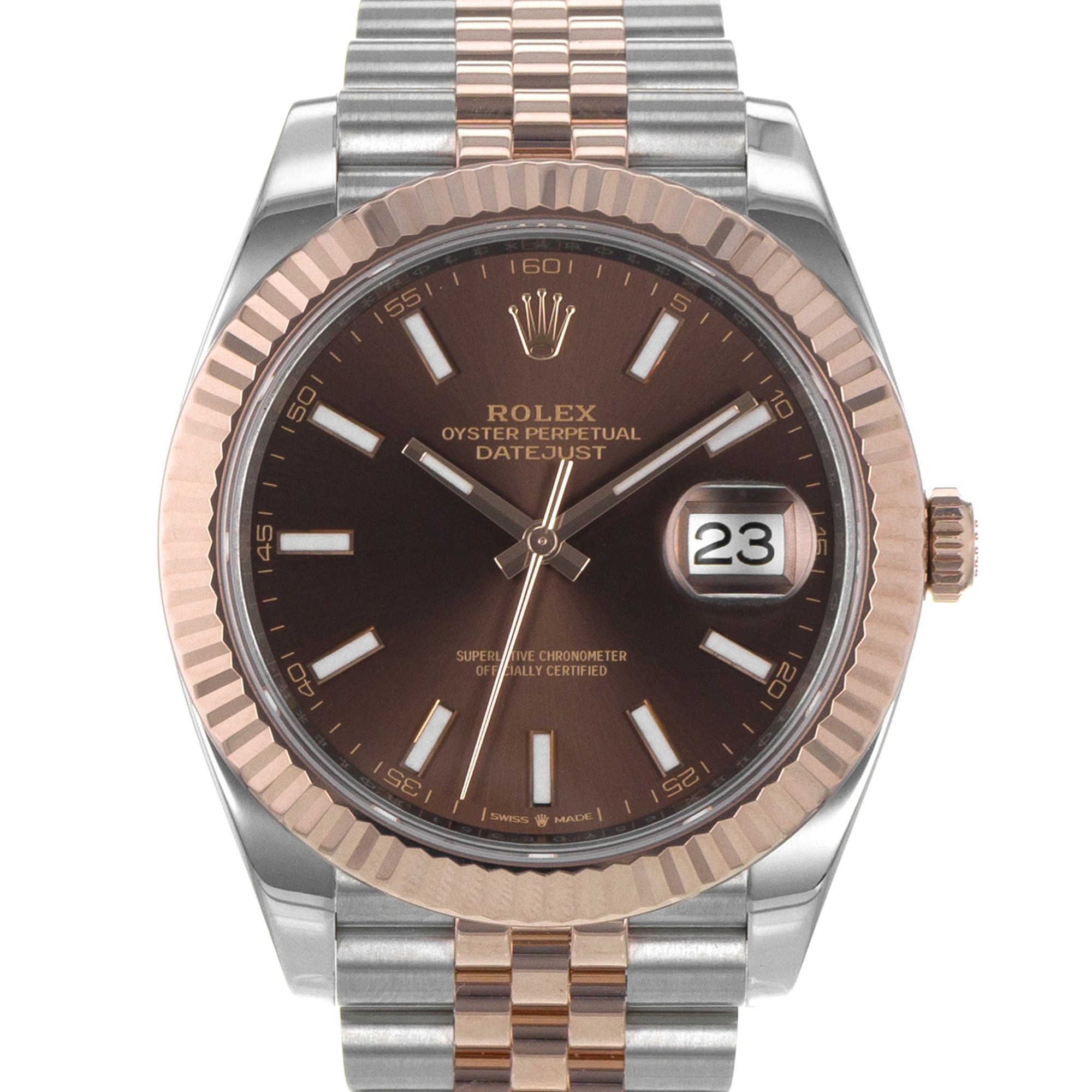 Rolex Datejust 41 126331 Chocolate Brown Fluted Steel Rose Gold Mens Watch
