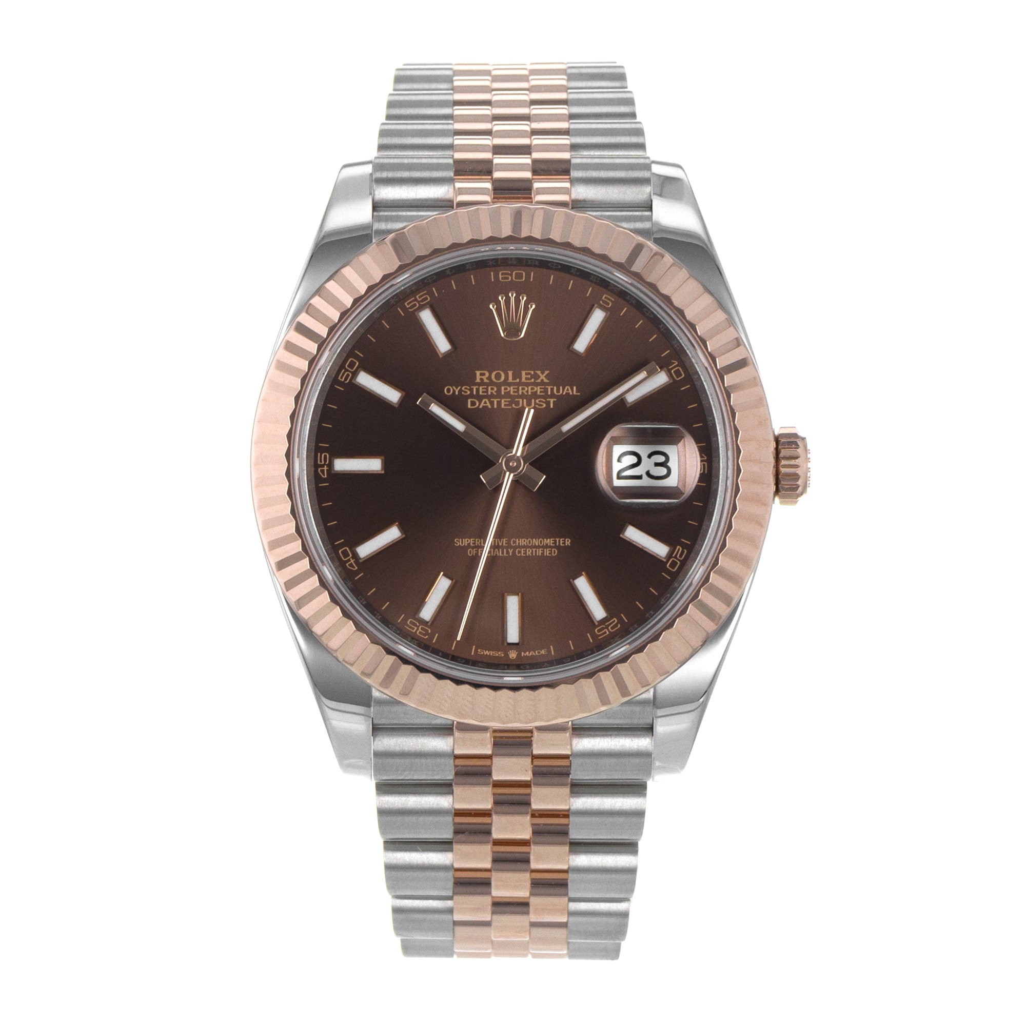 Rolex Datejust 41 126331 Chocolate Brown Fluted Steel Rose Gold Mens Watch
