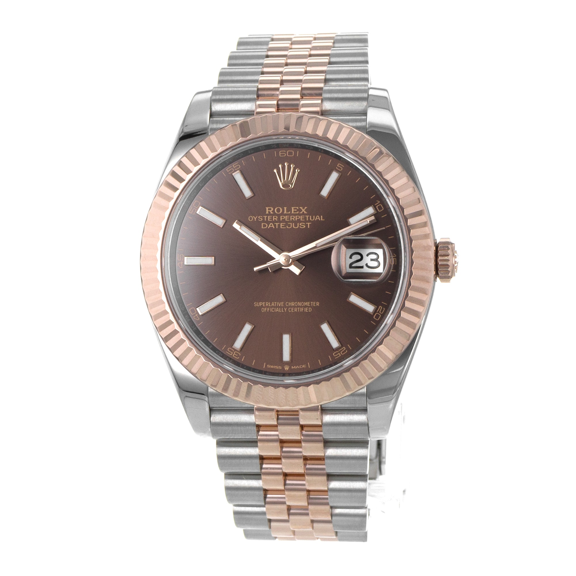 Rolex Datejust 41 126331 Chocolate Brown Fluted Steel Rose Gold Mens Watch