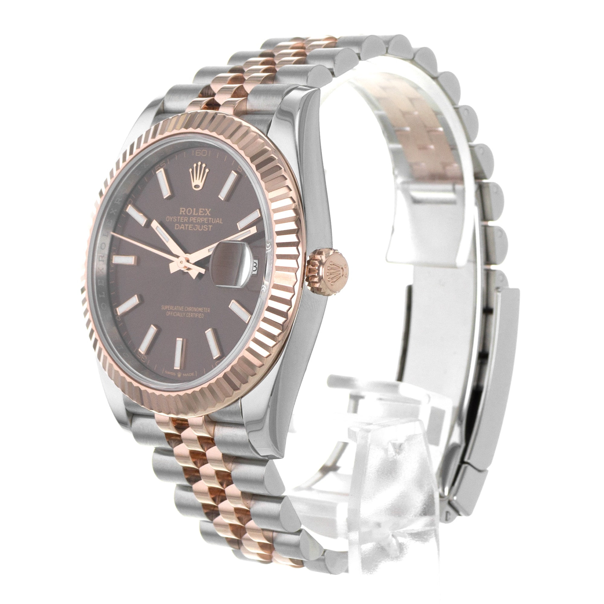 Rolex Datejust 41 126331 Chocolate Brown Fluted Steel Rose Gold Mens Watch