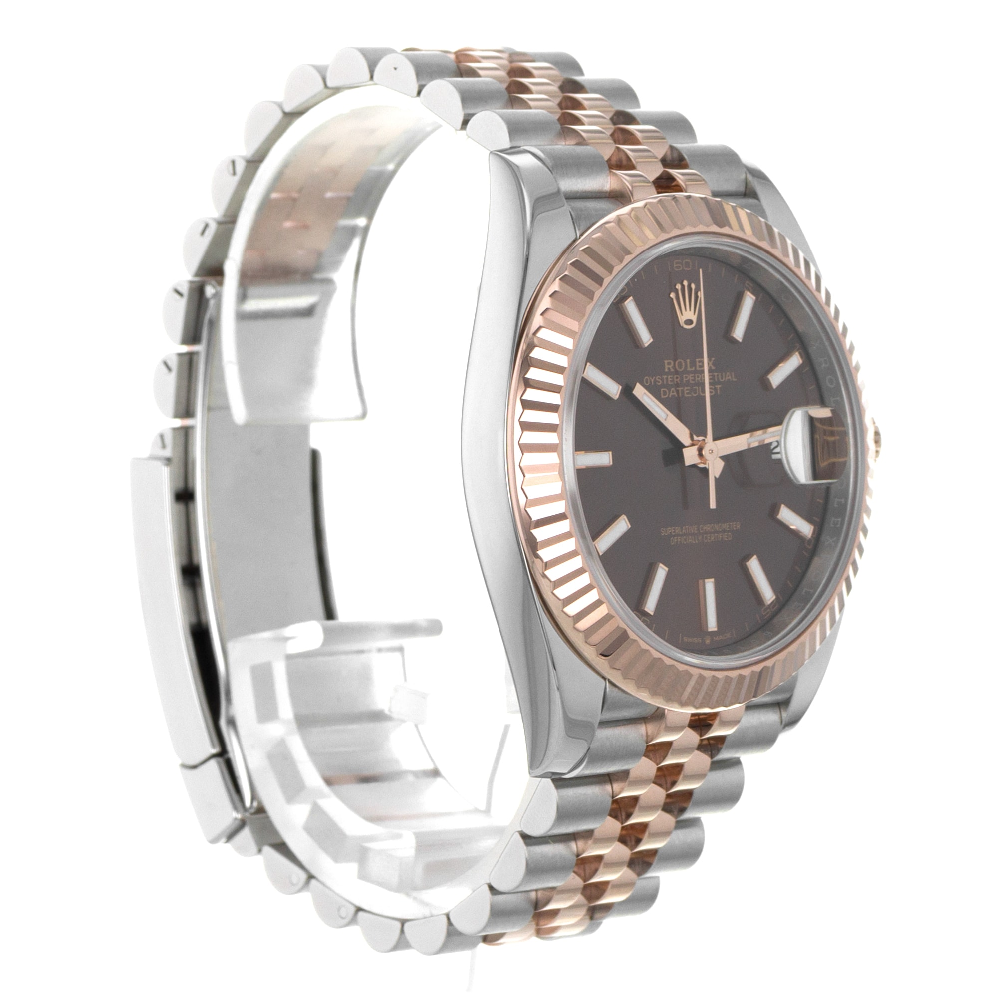 Rolex Datejust 41 126331 Chocolate Brown Fluted Steel Rose Gold Mens Watch