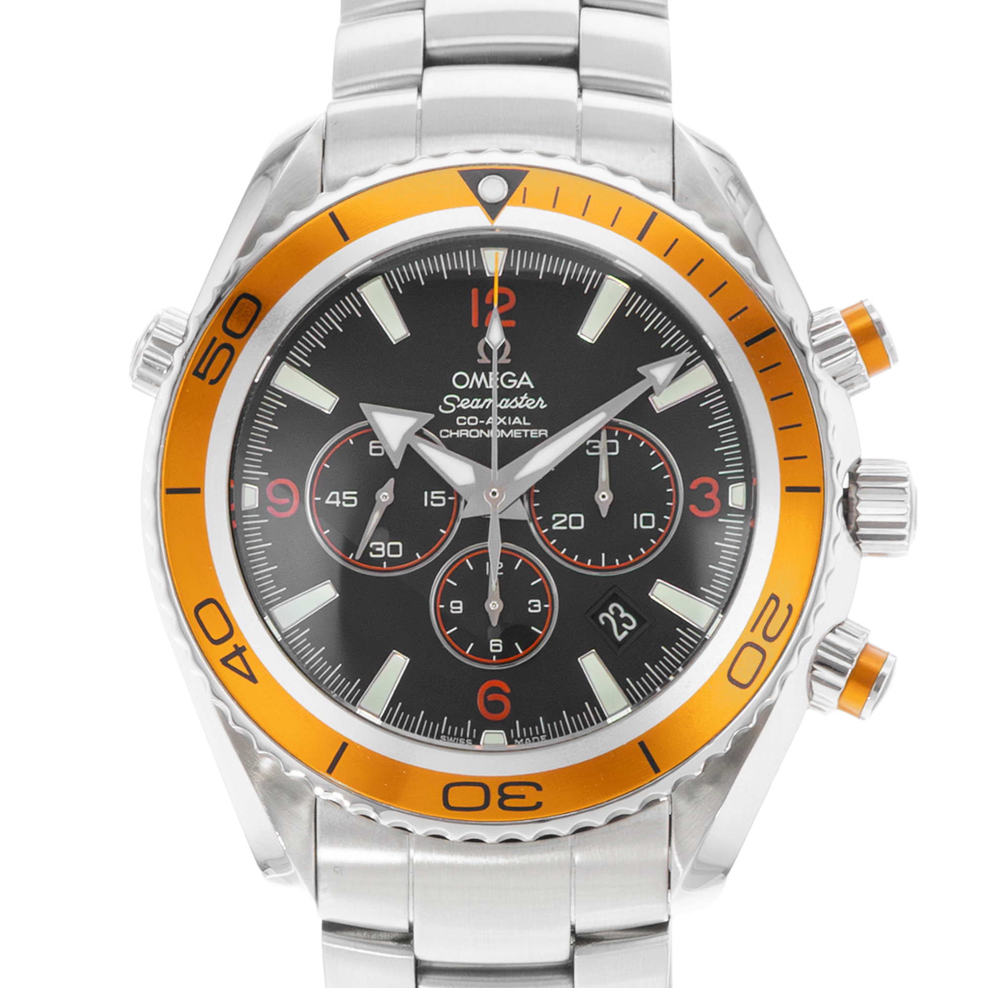 Omega Seamaster Planet Ocean Chronograph 22185000 45mm Steel Mens Watch 2007