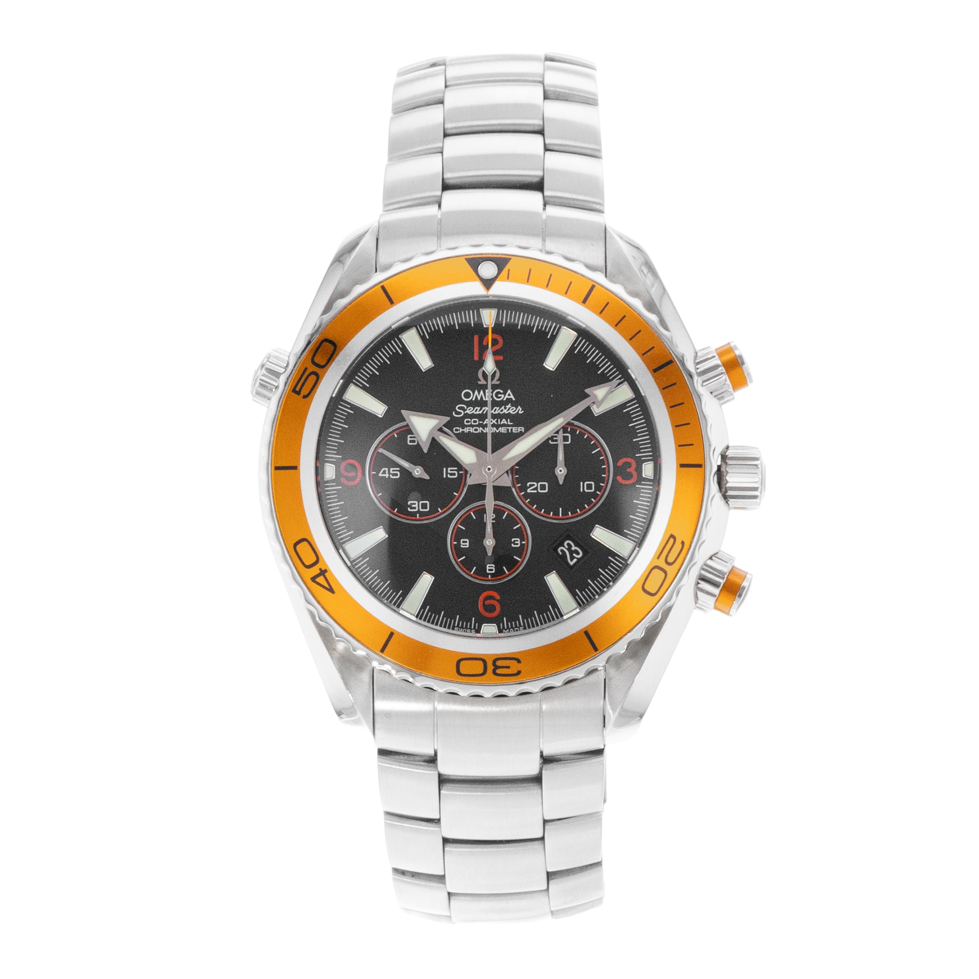 Omega Seamaster Planet Ocean Chronograph 22185000 45mm Steel Mens Watch 2007