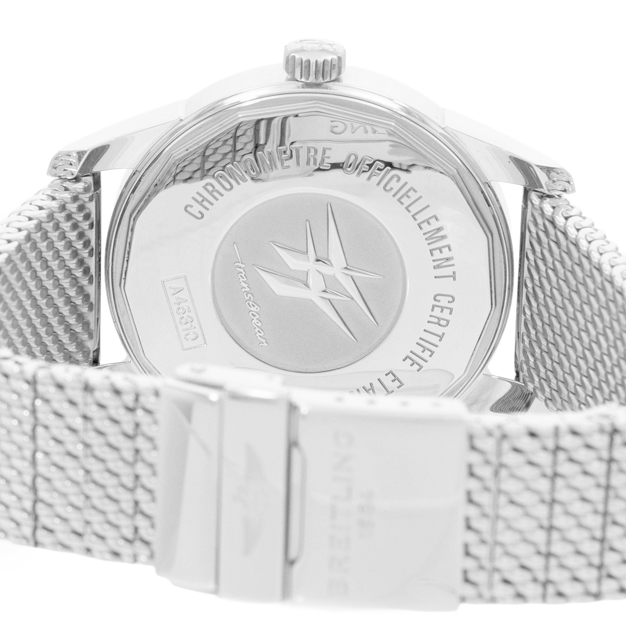 Breitling Transocean A45310/A51G51KBD 43mm Silver Dial Steel Mens Box Papers