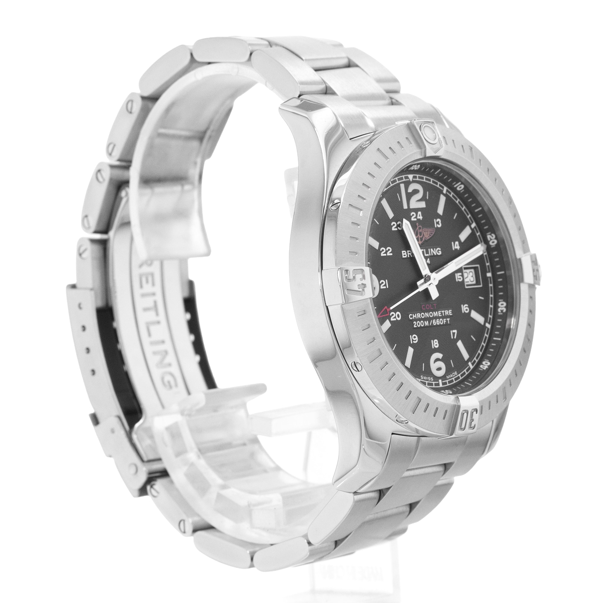 Breitling Colt A74388 44mm Black Arabic Dial Steel Mens Watch Card 2015