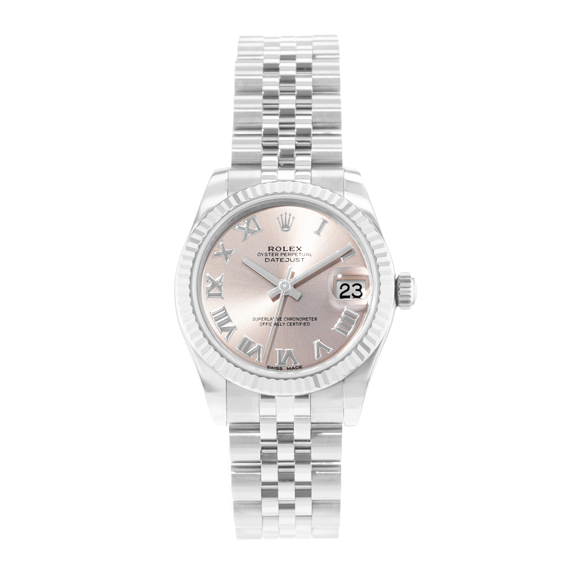 Rolex Datejust 31 178274 Pink Roman Dial Steel Ladies Watch Card 2019