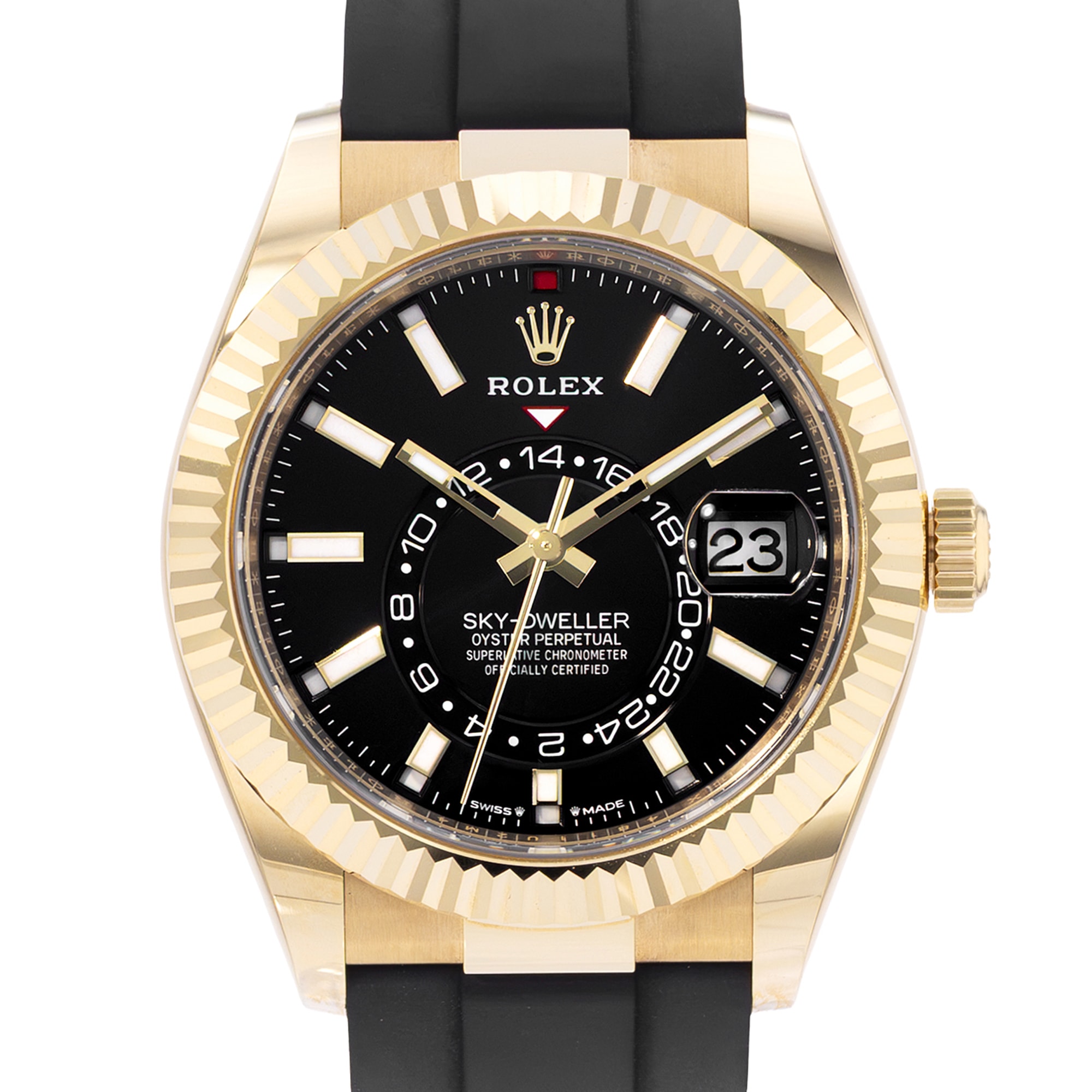 Rolex Sky-Dweller 336238 42mm Black Dial 18k Yellow Gold Mens Watch Card 2025