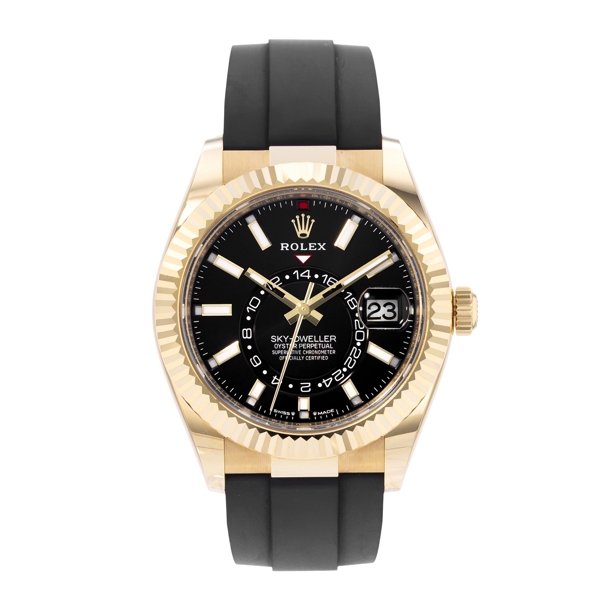 Rolex Sky-Dweller 336238 42mm Black Dial 18k Yellow Gold Mens Watch Card 2025