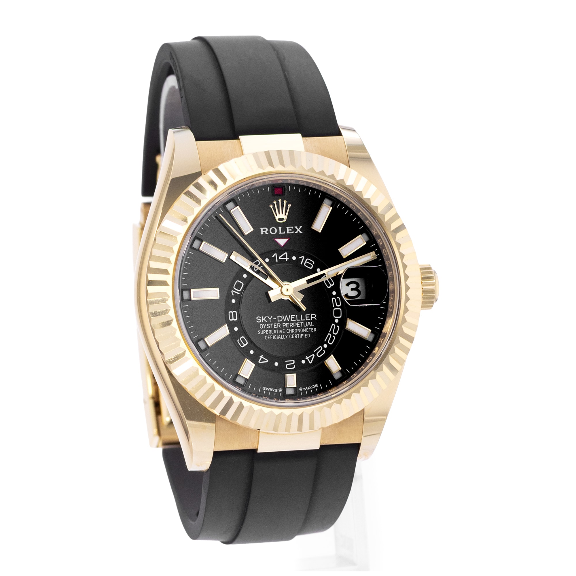 Rolex Sky-Dweller 336238 42mm Black Dial 18k Yellow Gold Mens Watch Card 2025