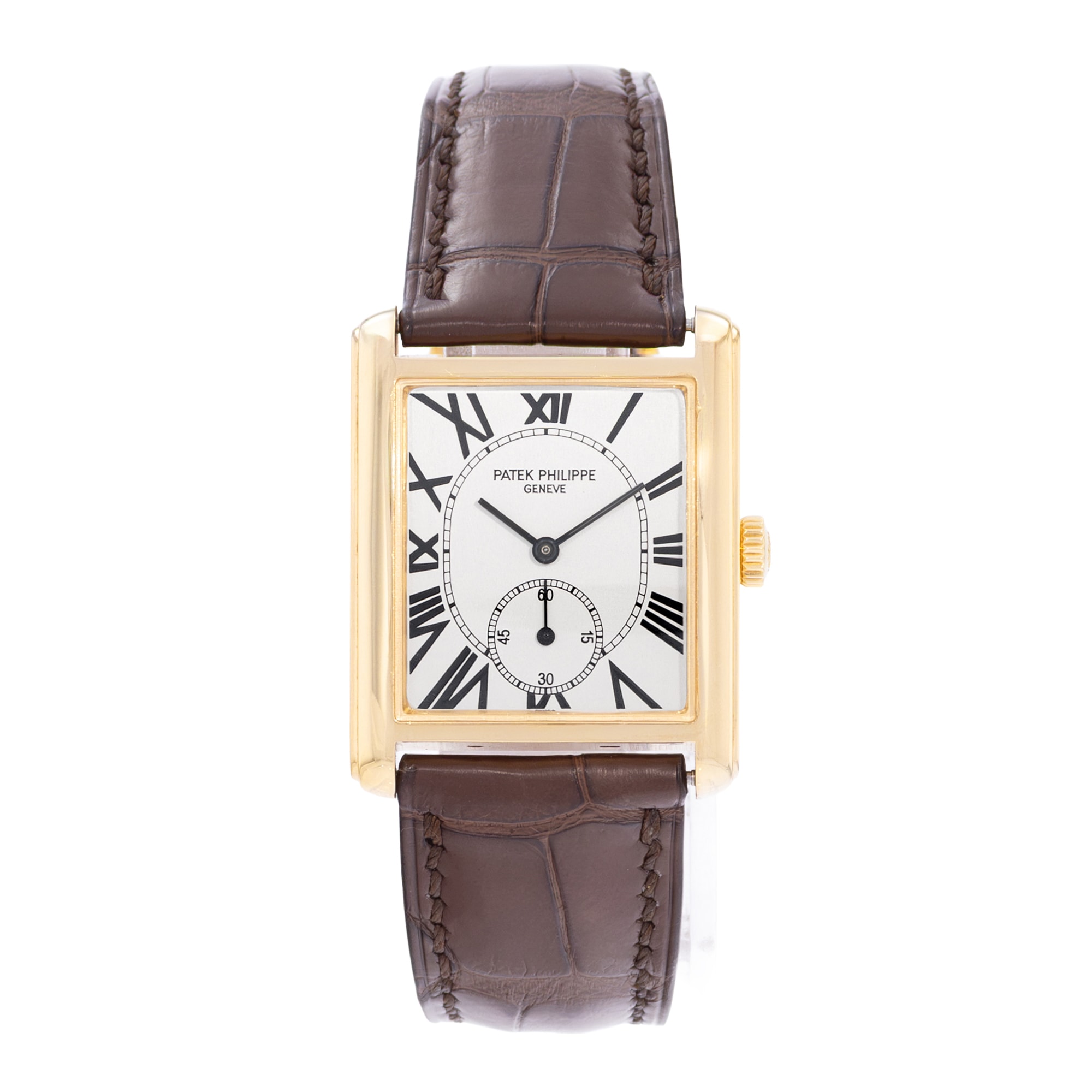 Patek Philippe Gondolo 5014J 27mm Vintage Silver Roman Yellow Gold Mens Watch