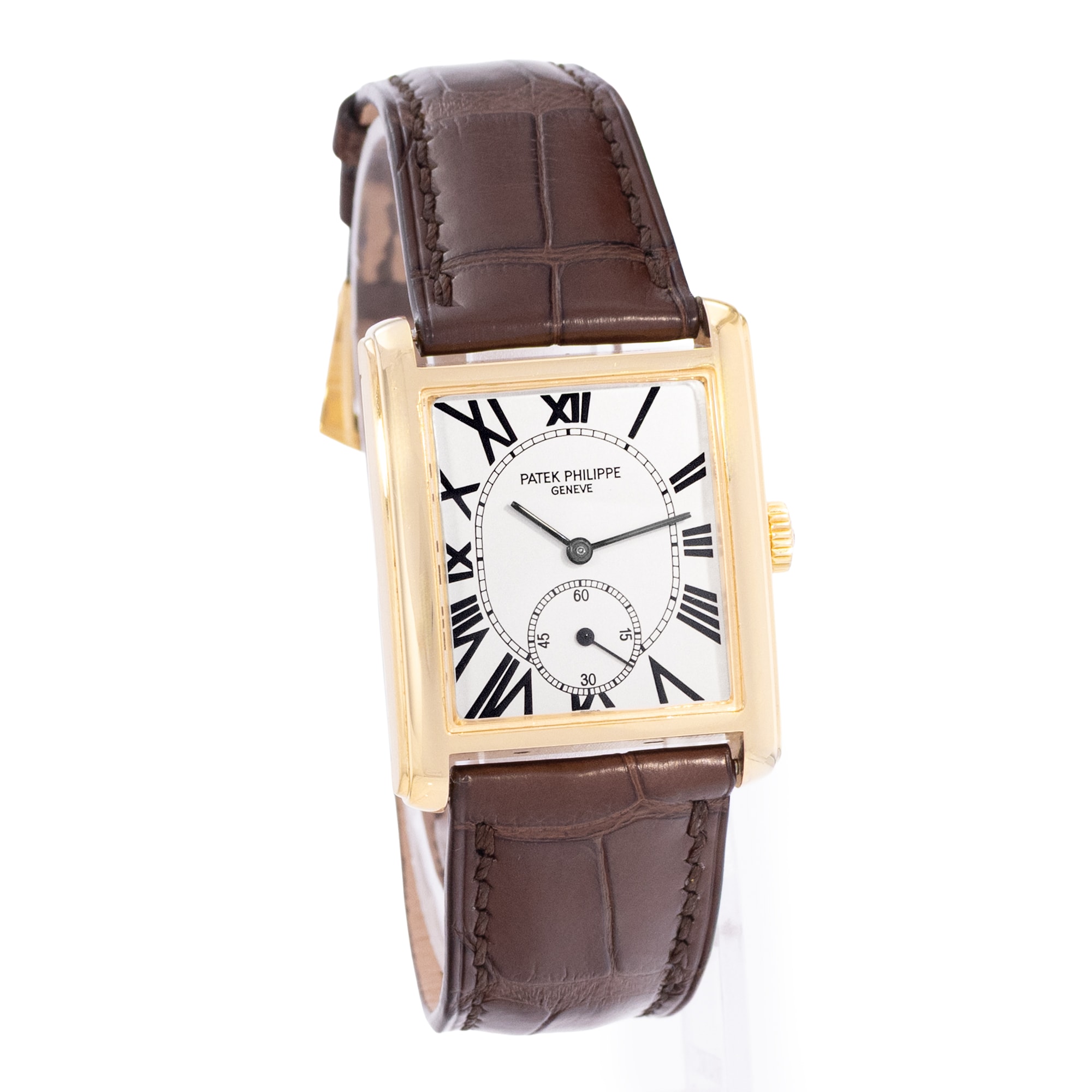 Patek Philippe Gondolo 5014J 27mm Vintage Silver Roman Yellow Gold Mens Watch