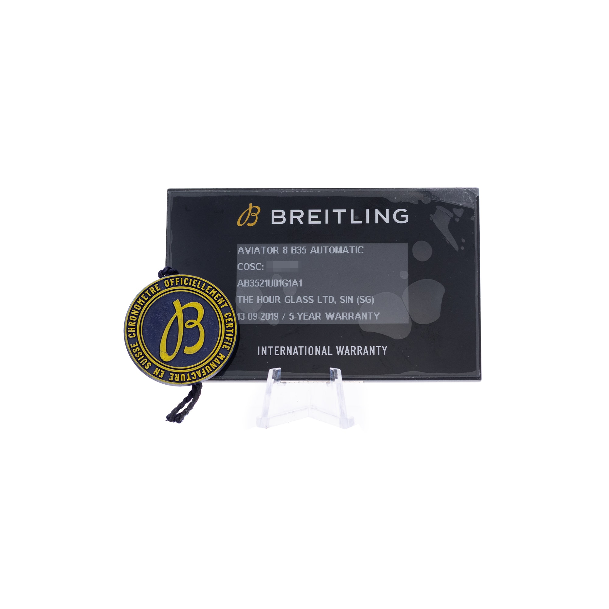 Breitling Aviator 8 AB3521U01G1A1 43mm Silver Dial Steel Mens Watch Box Card