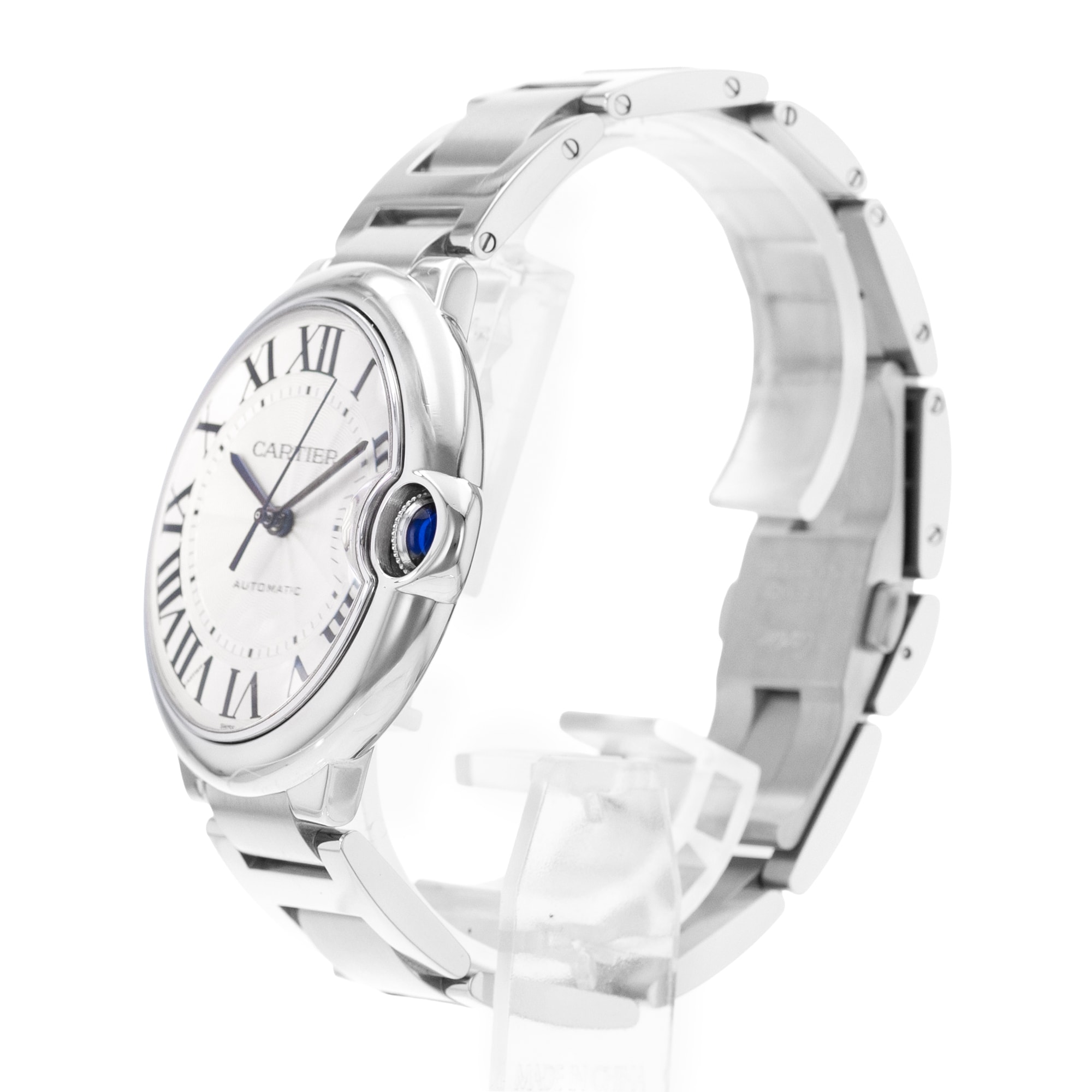 Cartier Ballon Blue 42mm W69012Z4 3001 Silver Roman Steel Automatic Mens Watch