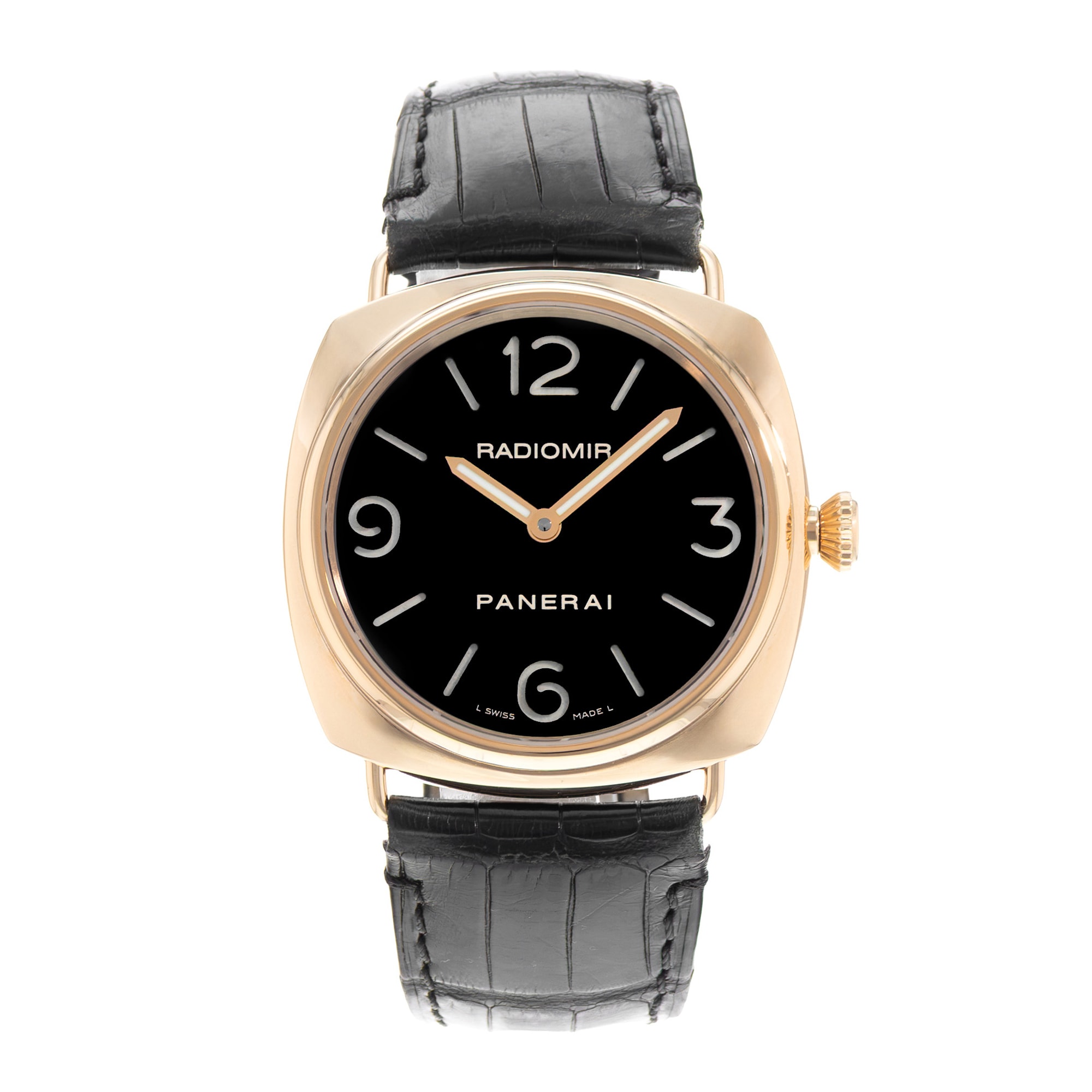 Panerai Radiomir PAM 00231 45mm Rose Gold Black Leather Manual Mens Watch