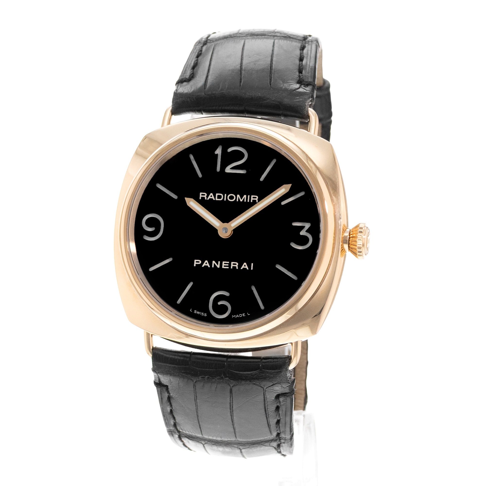 Panerai Radiomir PAM 00231 45mm Rose Gold Black Leather Manual Mens Watch