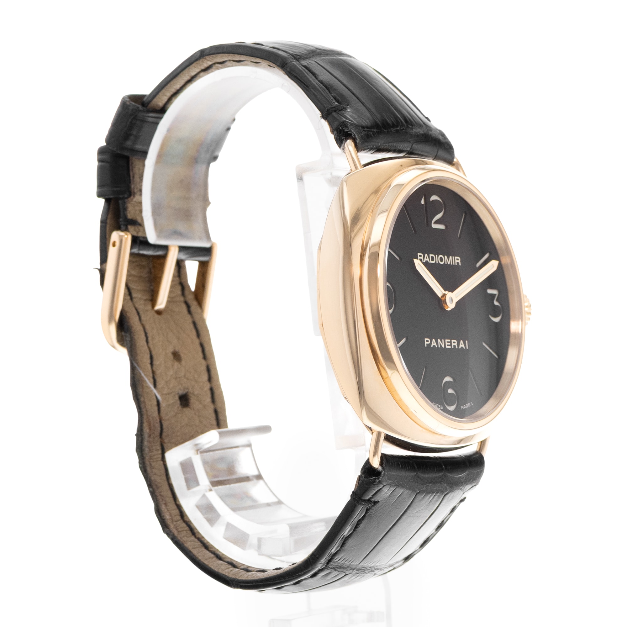Panerai Radiomir PAM 00231 45mm Rose Gold Black Leather Manual Mens Watch