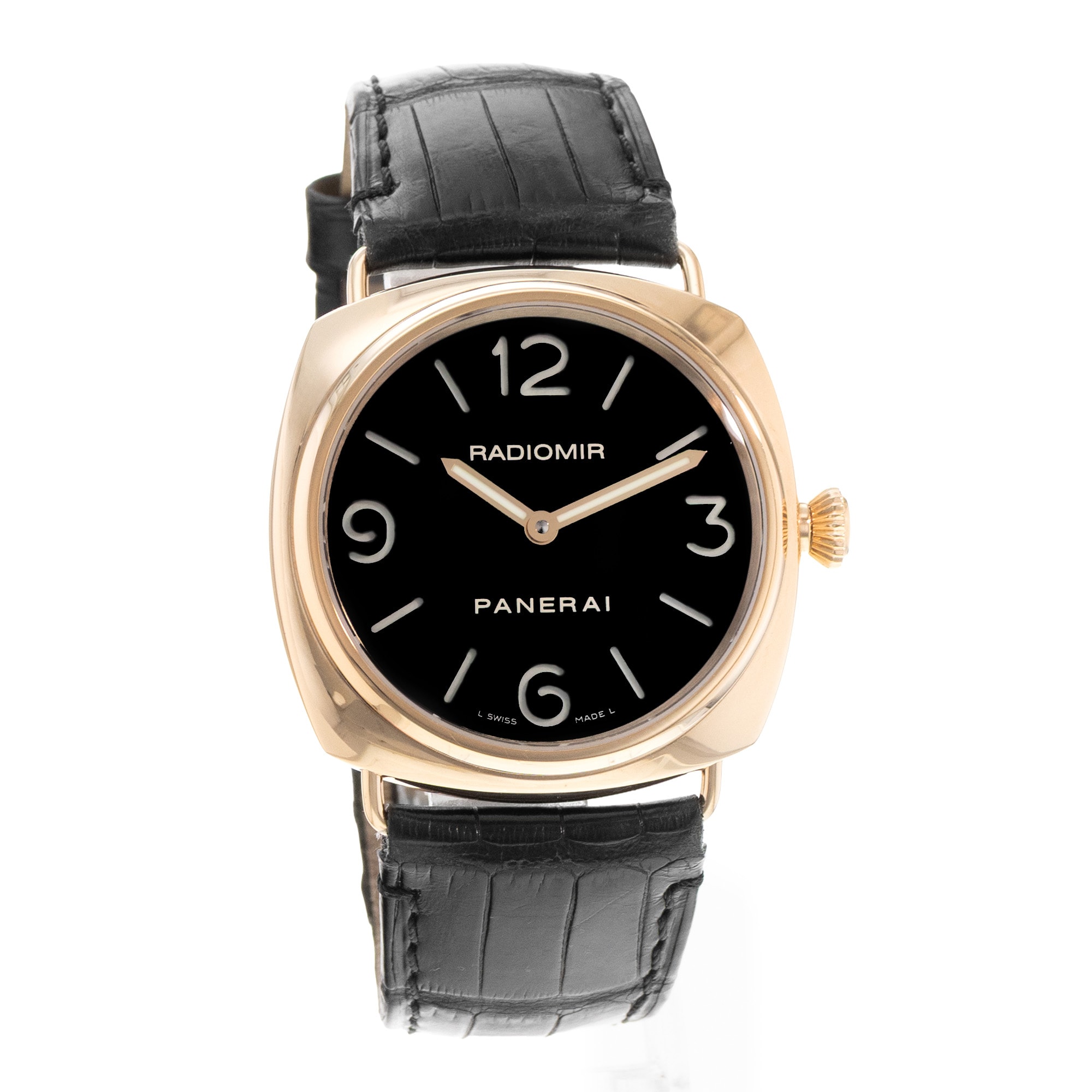 Panerai Radiomir PAM 00231 45mm Rose Gold Black Leather Manual Mens Watch