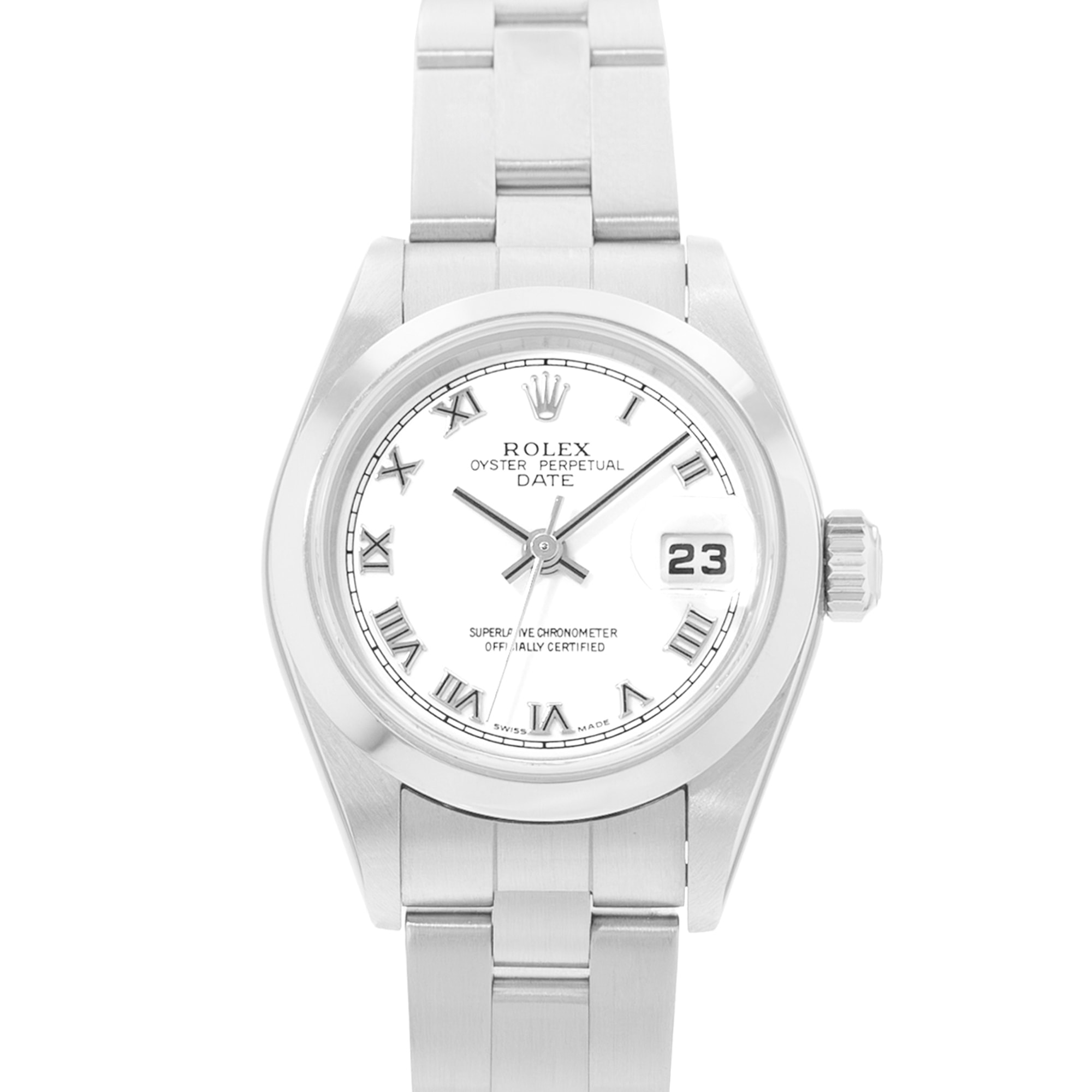 Rolex Oyster Perpetual 26 79160 White Roman Steel Automatic Ladies Watch Papers