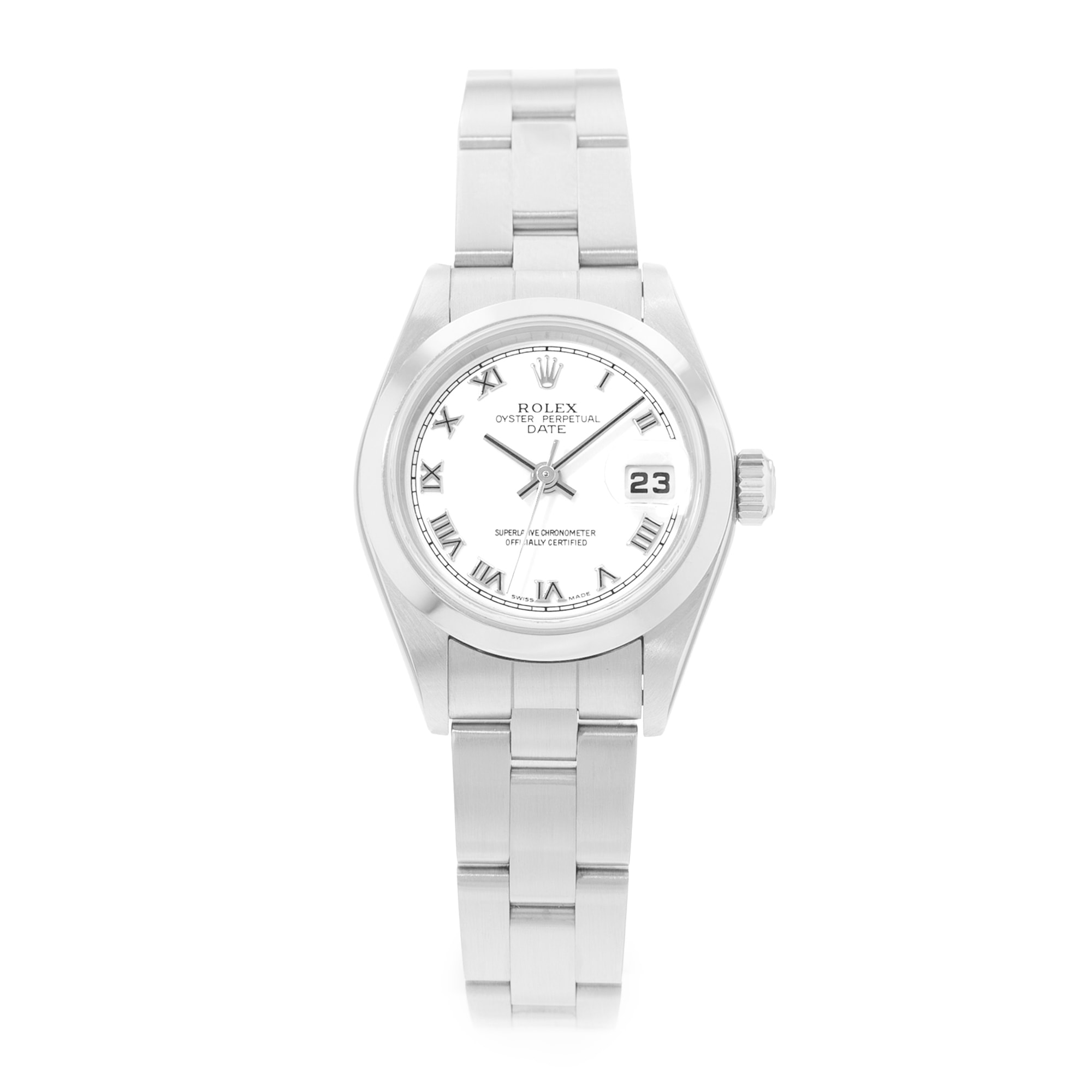 Rolex Oyster Perpetual 26 79160 White Roman Steel Automatic Ladies Watch Papers