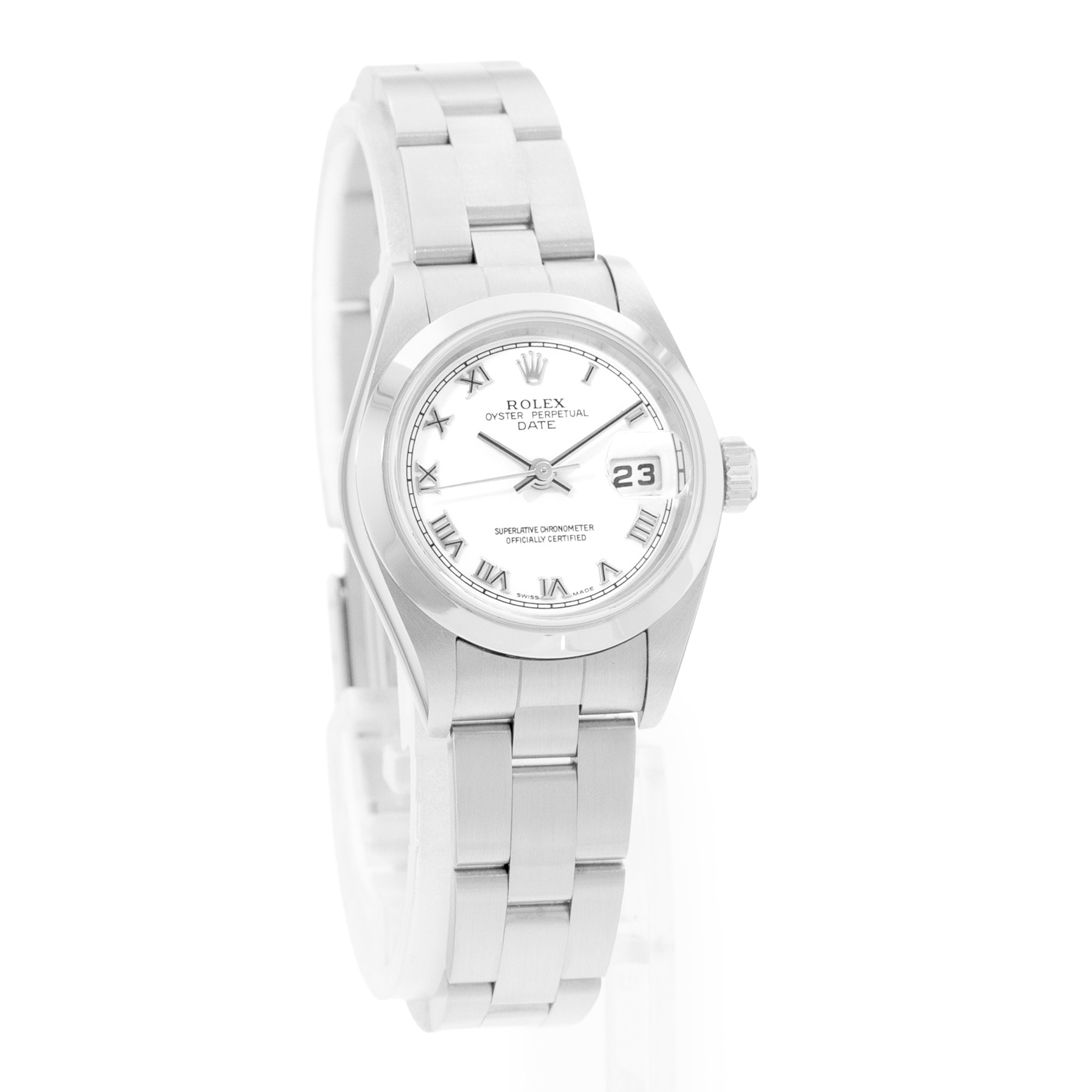 Rolex Oyster Perpetual 26 79160 White Roman Steel Automatic Ladies Watch Papers