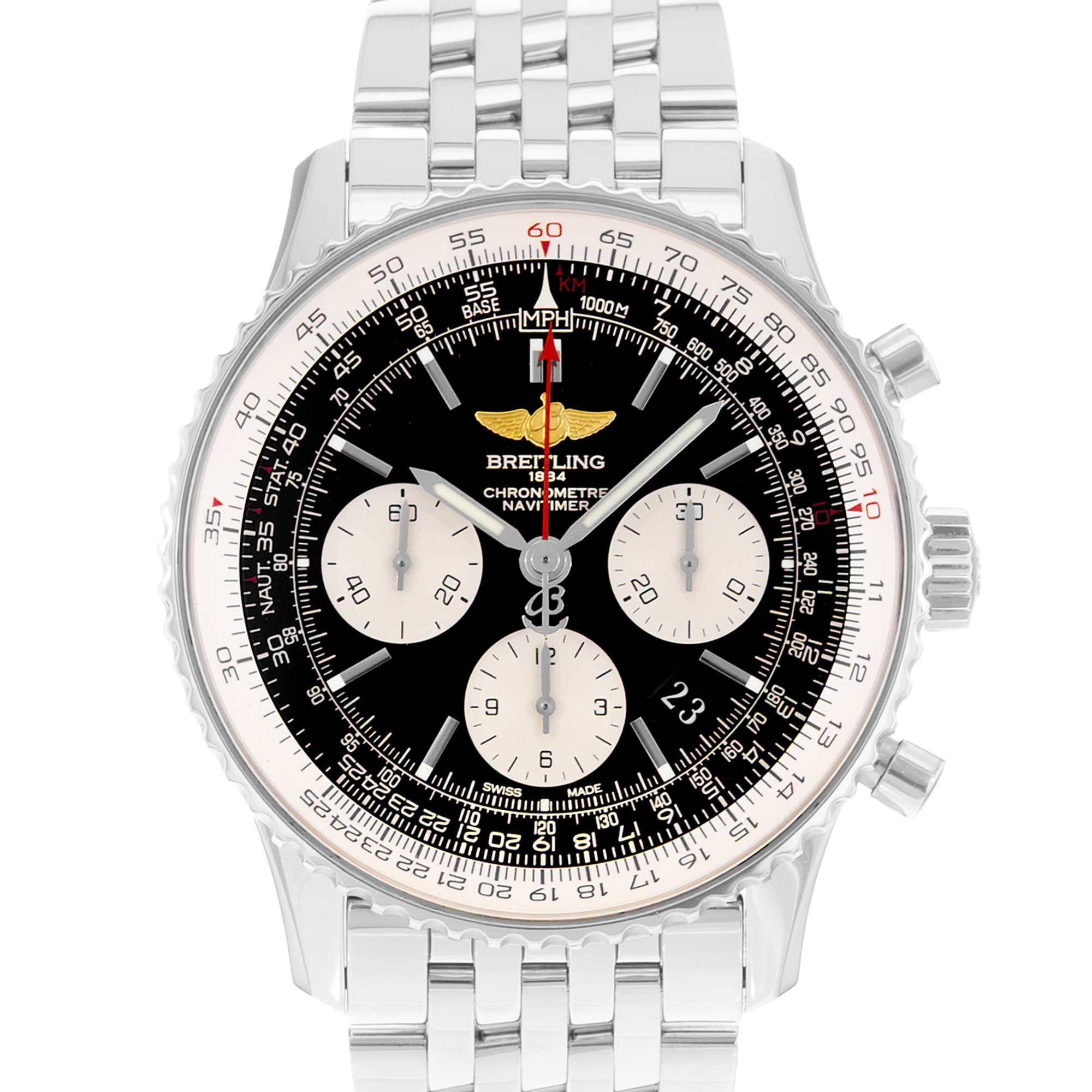 Breitling Navitimer 01 AB0120 43mm Black Steel Mens Watch Box