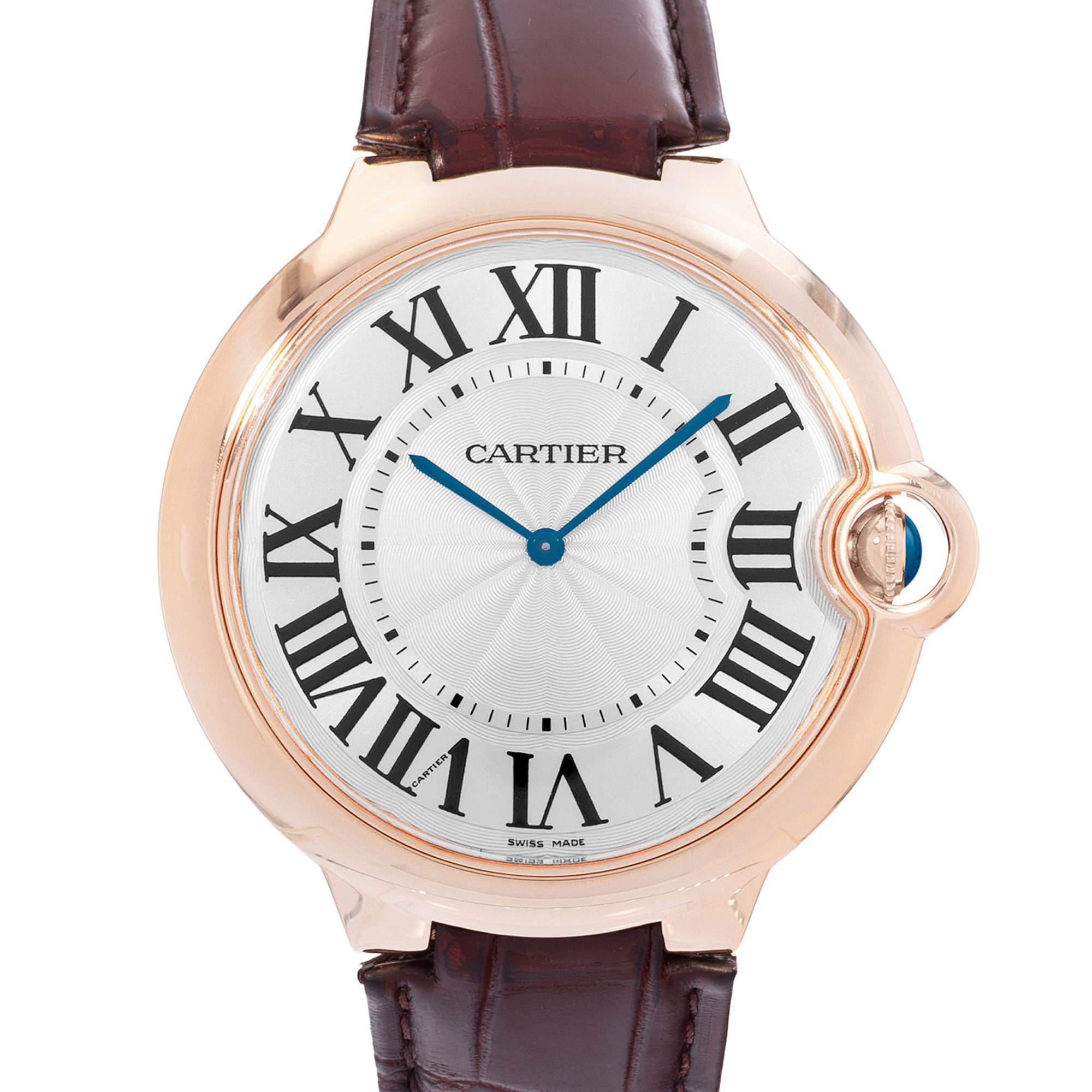 Cartier Ballon Bleu 46mm W6920054 3376 46mm Silver Dial Rose Gold Mens Watch