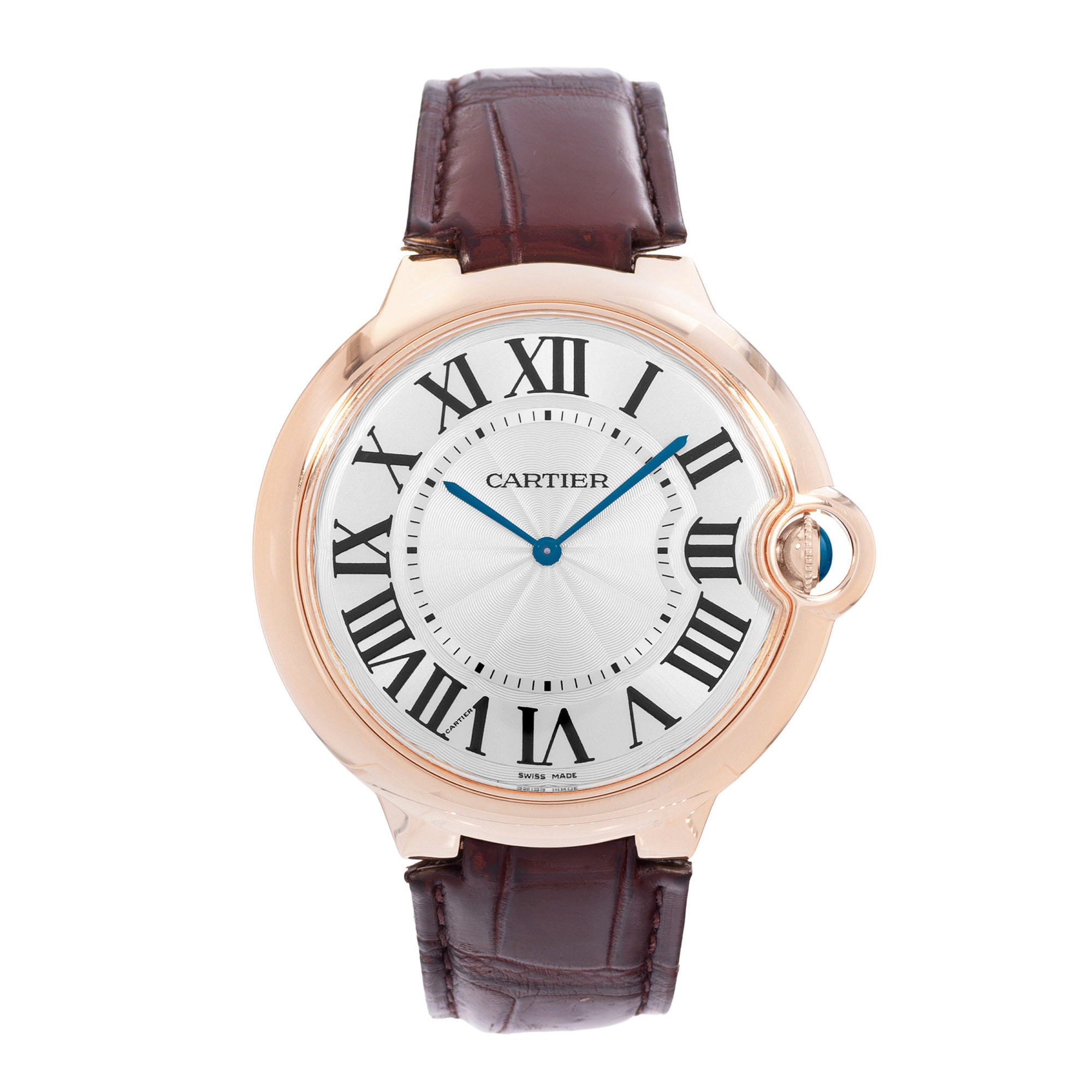 Cartier Ballon Bleu 46mm W6920054 3376 46mm Silver Dial Rose Gold Mens Watch
