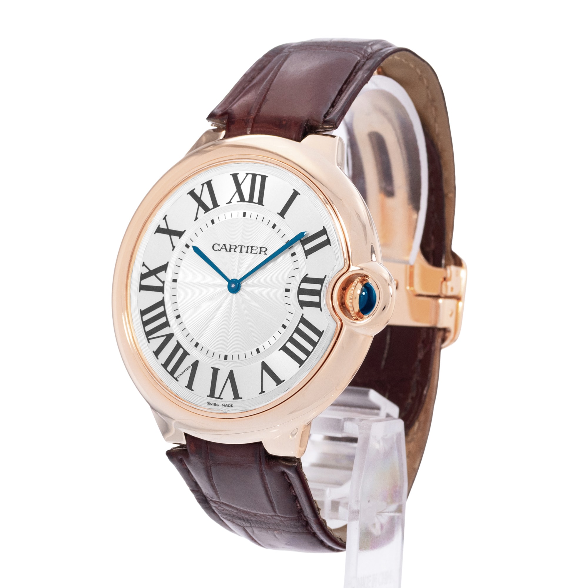 Cartier Ballon Bleu 46mm W6920054 3376 46mm Silver Dial Rose Gold Mens Watch