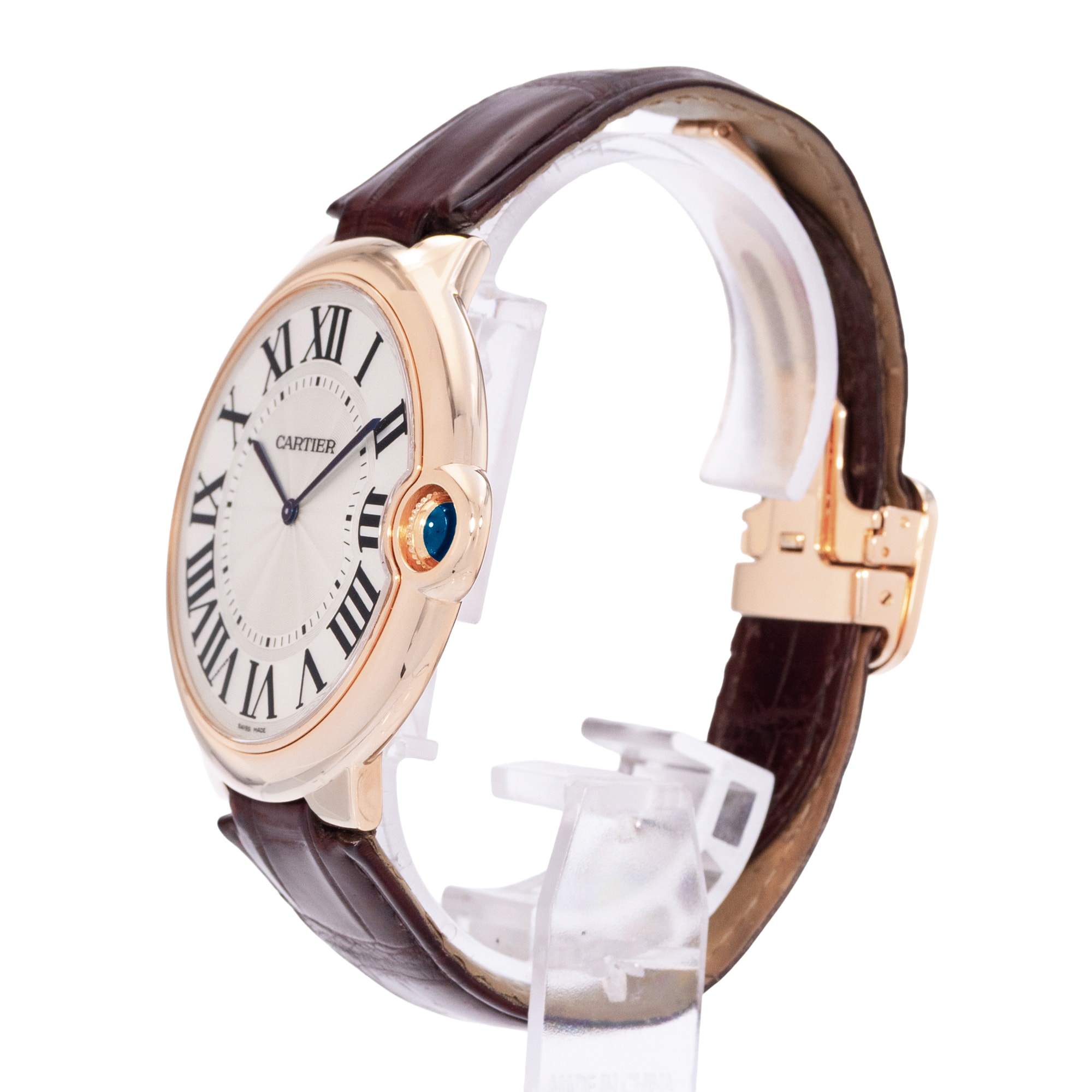 Cartier Ballon Bleu 46mm W6920054 3376 46mm Silver Dial Rose Gold Mens Watch