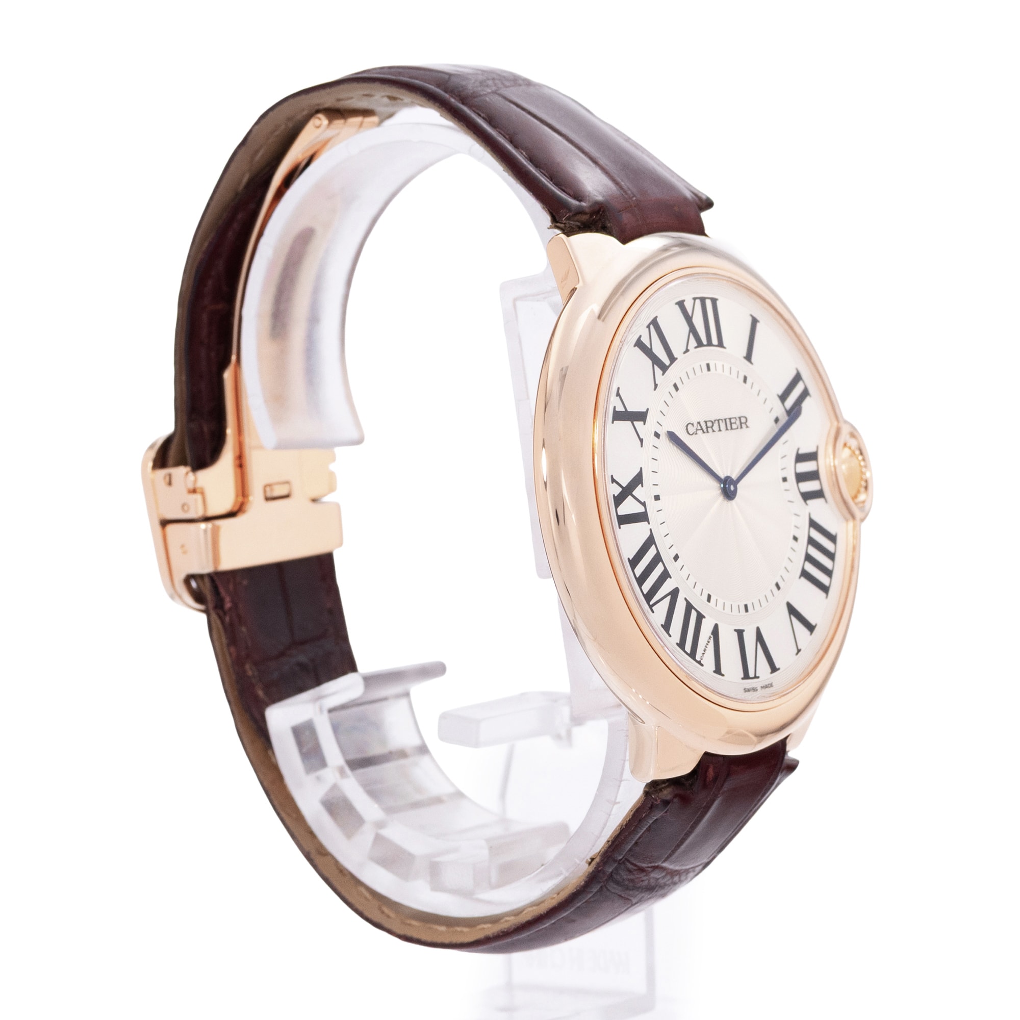Cartier Ballon Bleu 46mm W6920054 3376 46mm Silver Dial Rose Gold Mens Watch