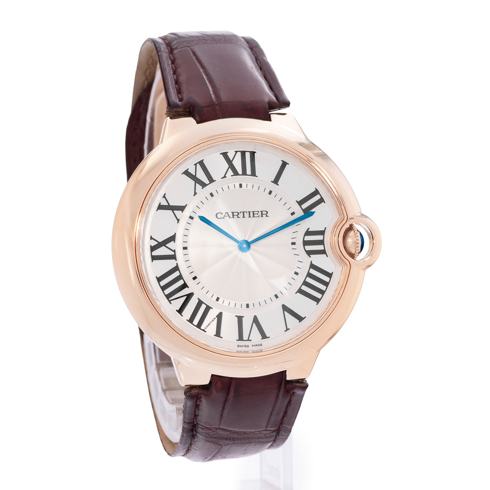 Cartier Ballon Bleu 46mm W6920054 3376 46mm Silver Dial Rose Gold Mens Watch