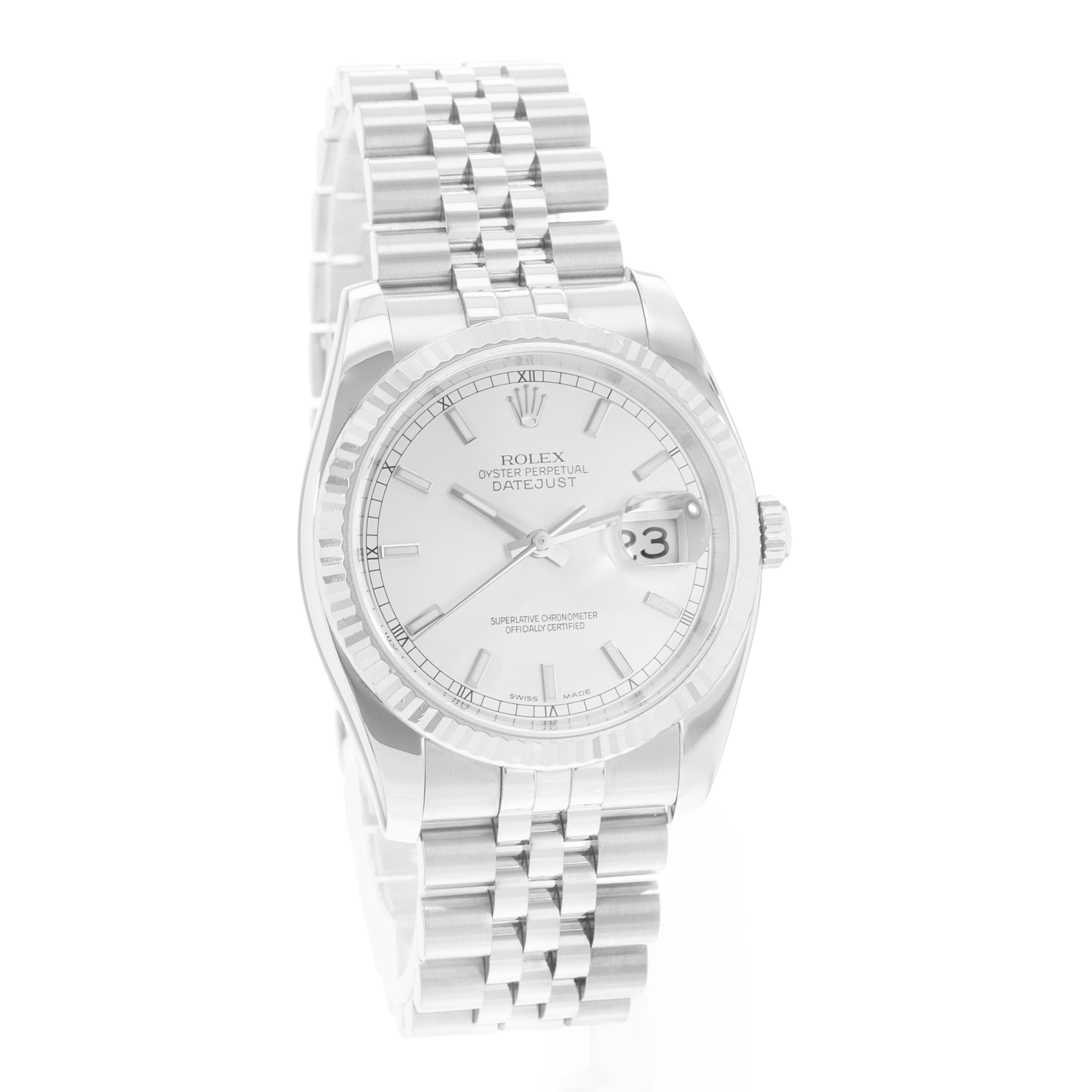 Rolex Datejust 36 116234 Silver Dial Steel Jubilee Automatic Mens Watch Papers