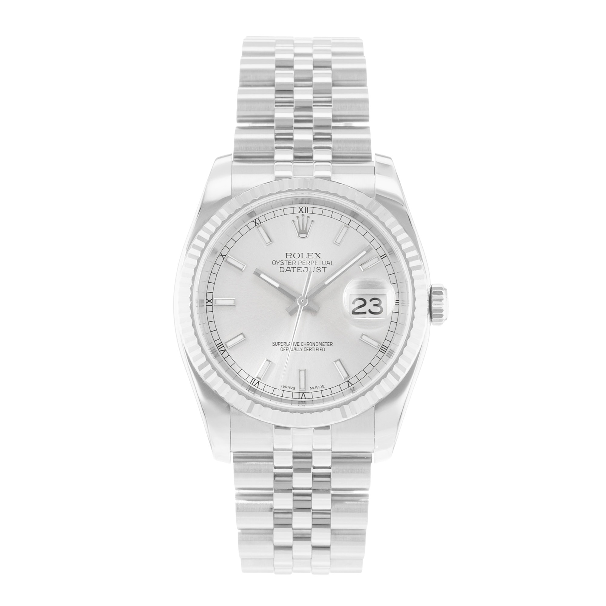 Rolex Datejust 36 116234 Silver Dial Steel Jubilee Automatic Mens Watch Papers