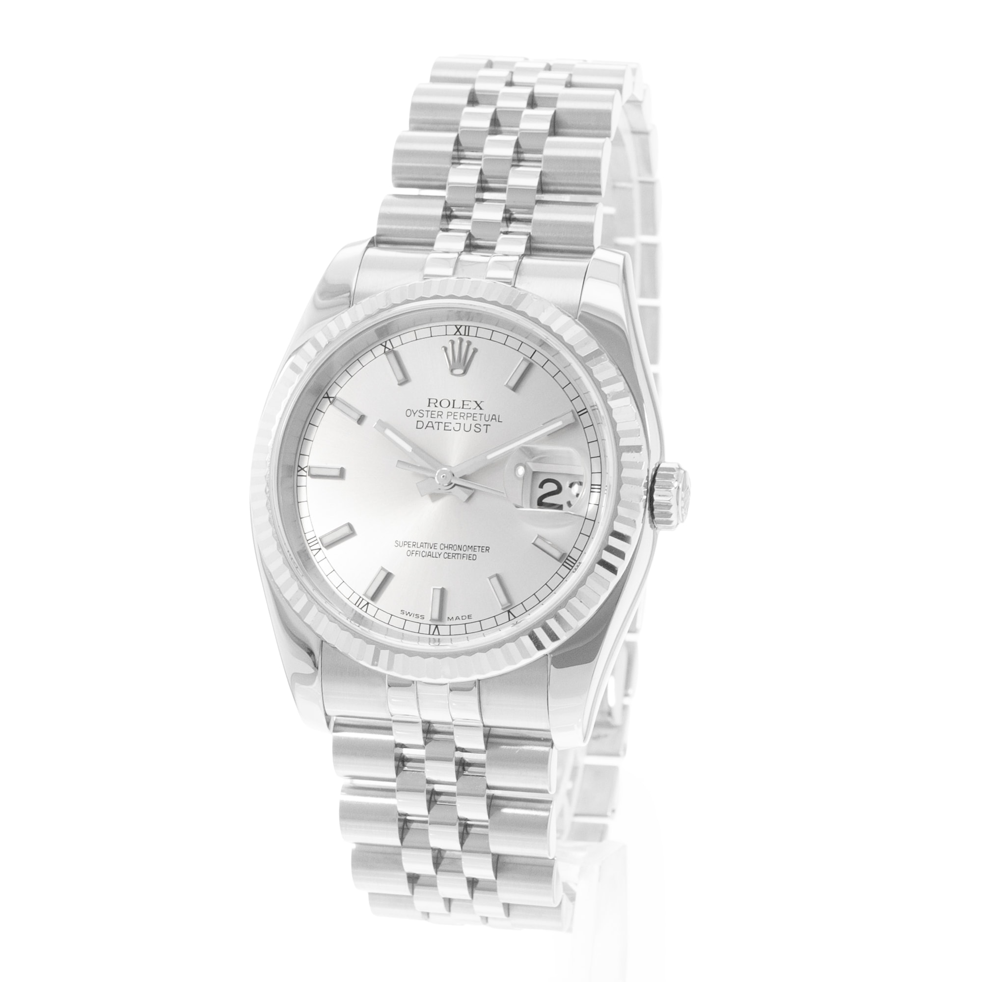 Rolex Datejust 36 116234 Silver Dial Steel Jubilee Automatic Mens Watch Papers