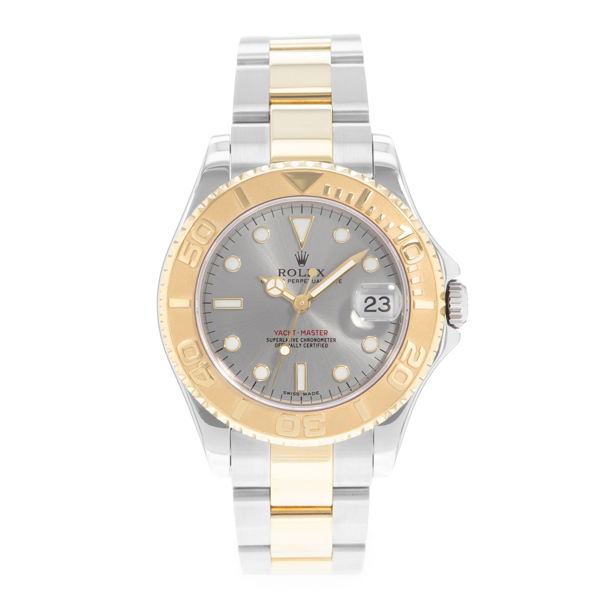 Rolex Yacht-Master 35 168623 Silver Dial Steel Yellow Gold Automatic Mens Watch