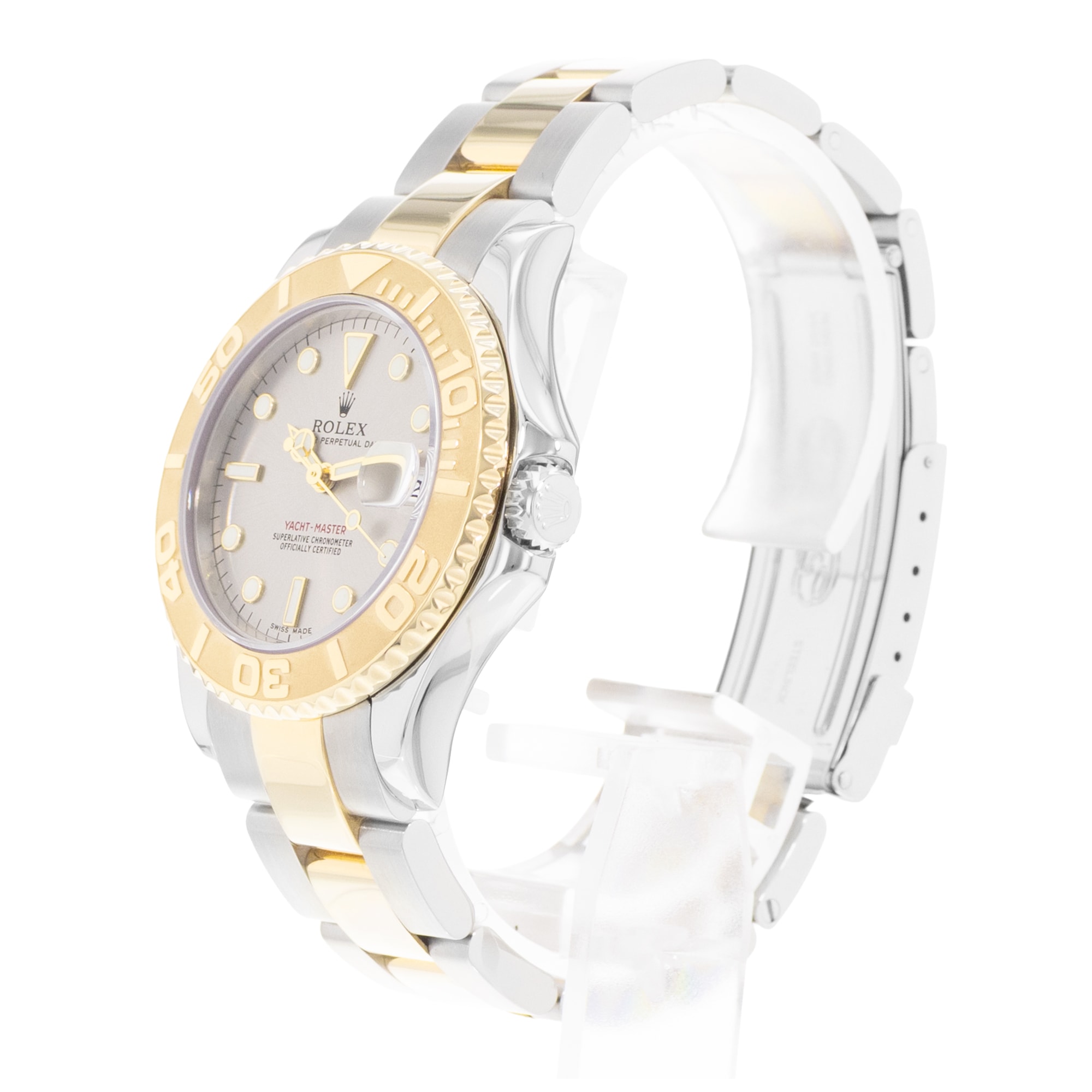 Rolex Yacht-Master 35 168623 Silver Dial Steel Yellow Gold Automatic Mens Watch